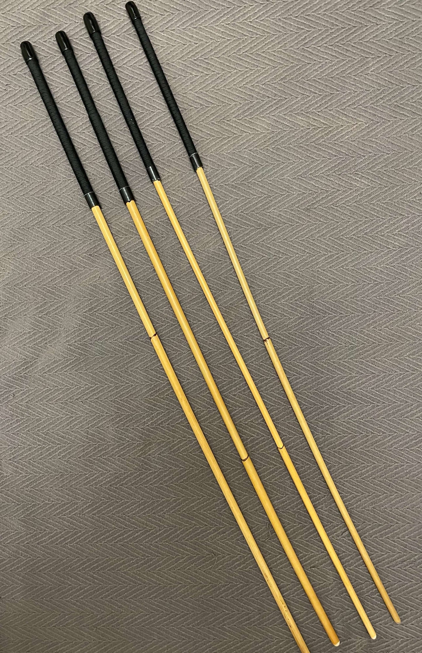 Set of 4 Dragon Canes / School Rattan Canes with Black Paracord Handles