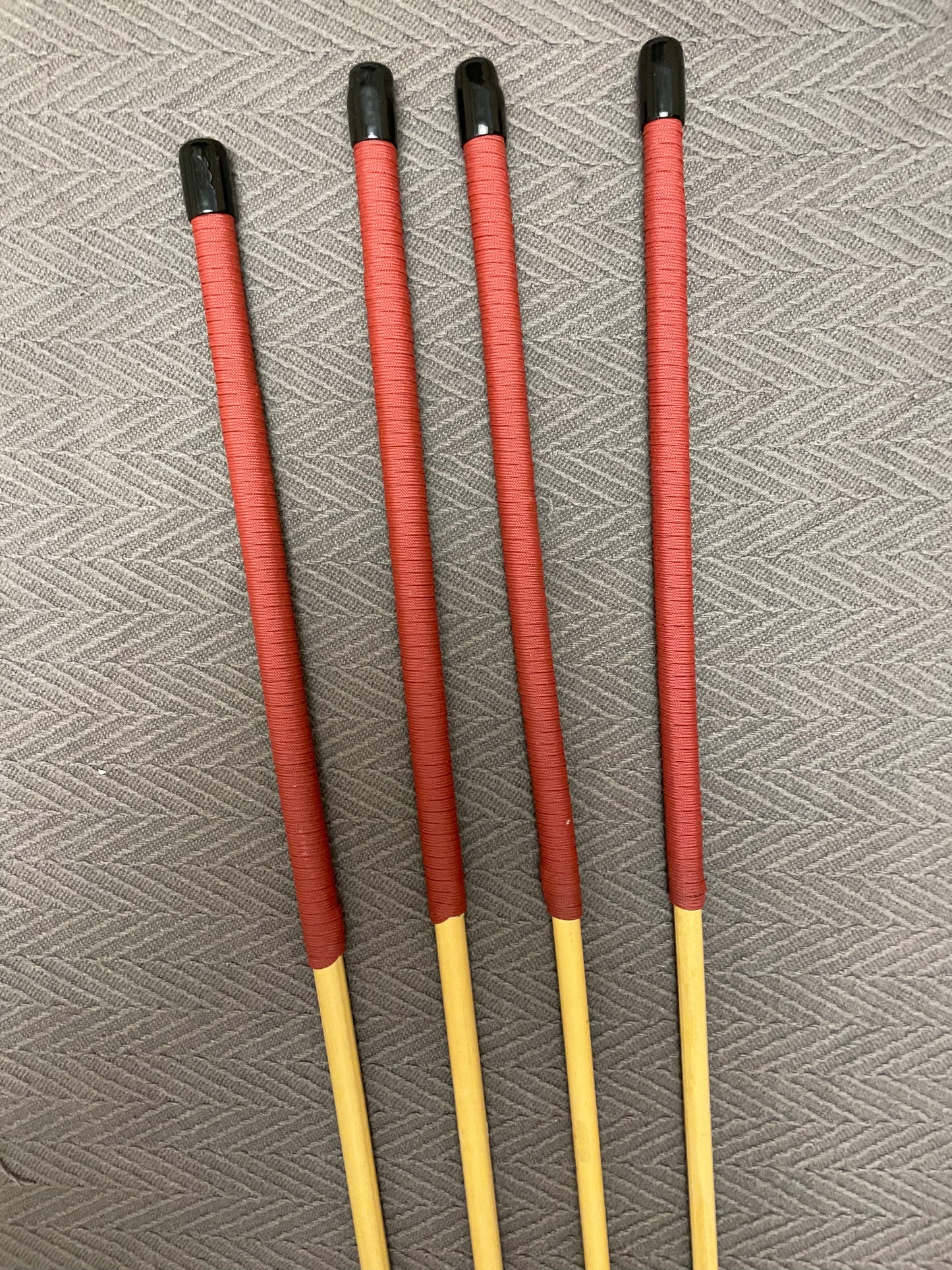 Thick and Thuddy Set of 4 Classsic Dragon Canes / Punishment Canes - 100 cms Length -RED Paracord Handles