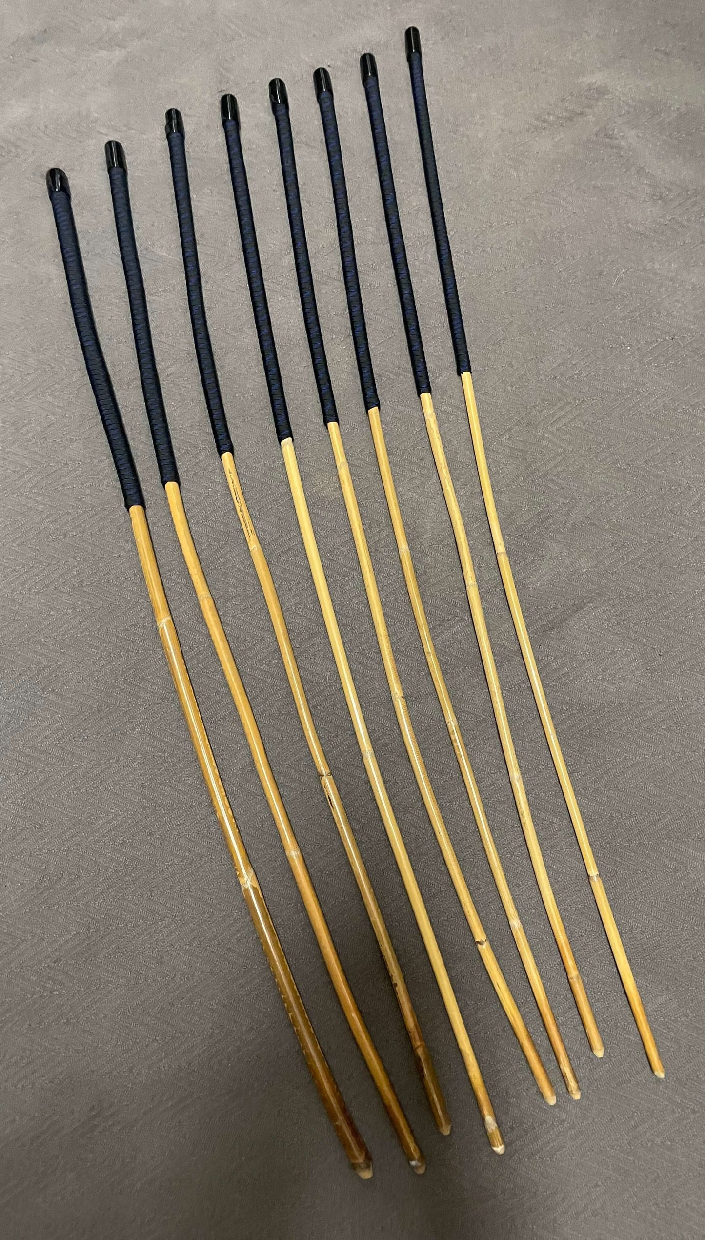 Set of 8 Kooboo Rattan Punishment canes - Blue Streak Paracord Handles - 83 to 87 cms Length - Englishvice Canes