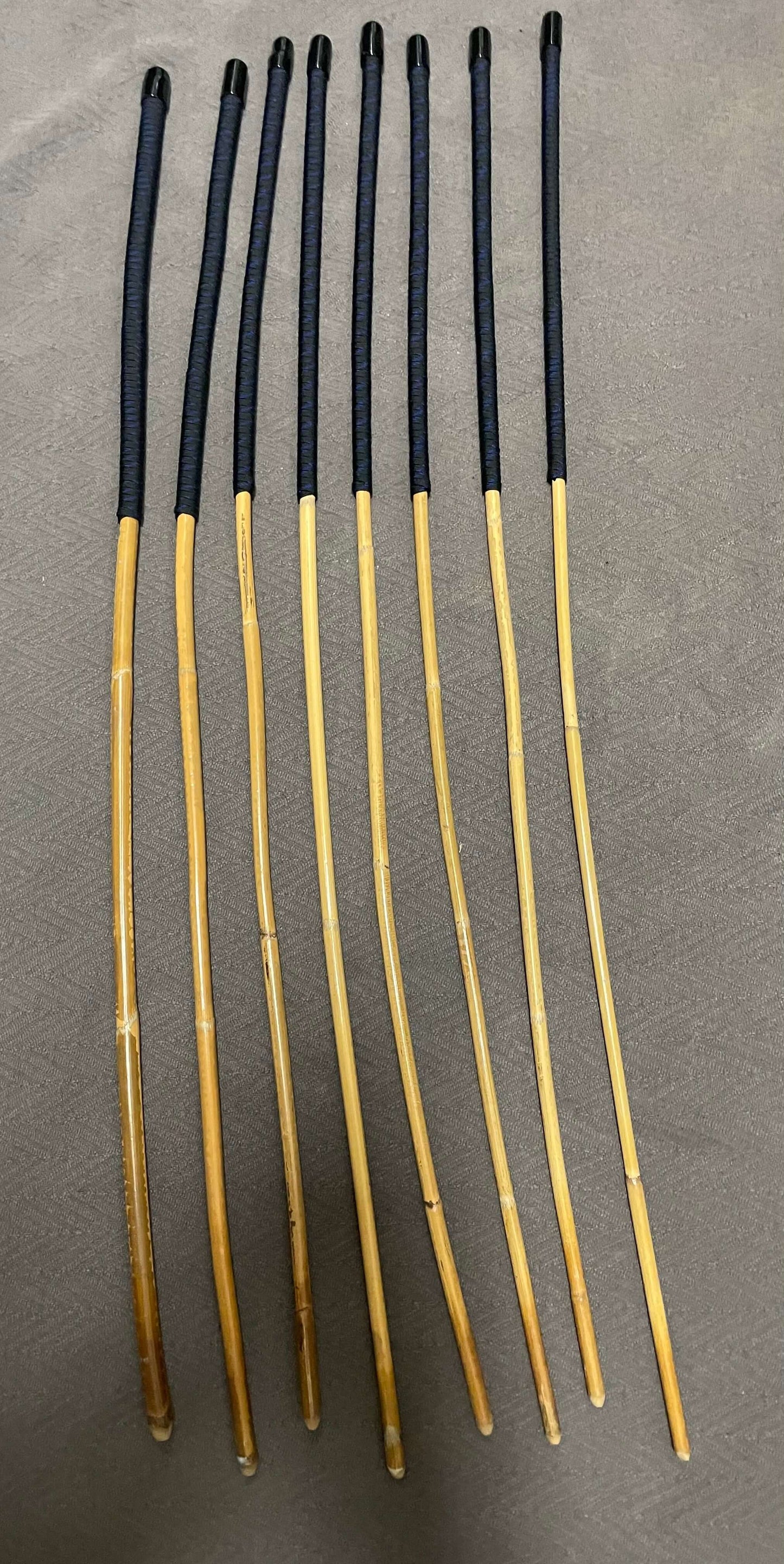 Set of 8 Kooboo Rattan Punishment canes - Blue Streak Paracord Handles - 83 to 87 cms Length - Englishvice Canes