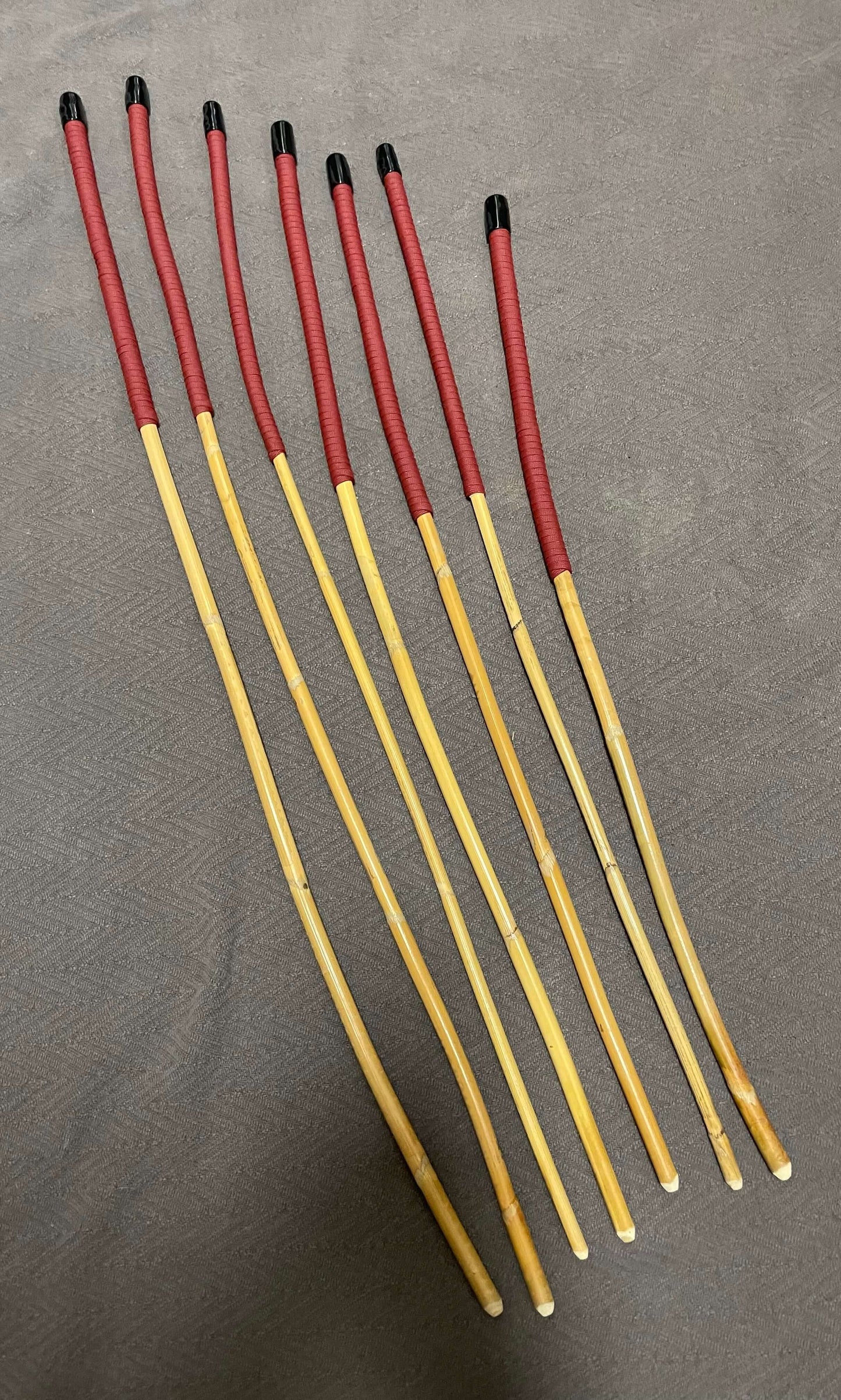 Beginner / Novice Set of 7 Classic Kooboo Rattan Punishment canes with BRICK RED Paracord Handles - Englishvice Canes