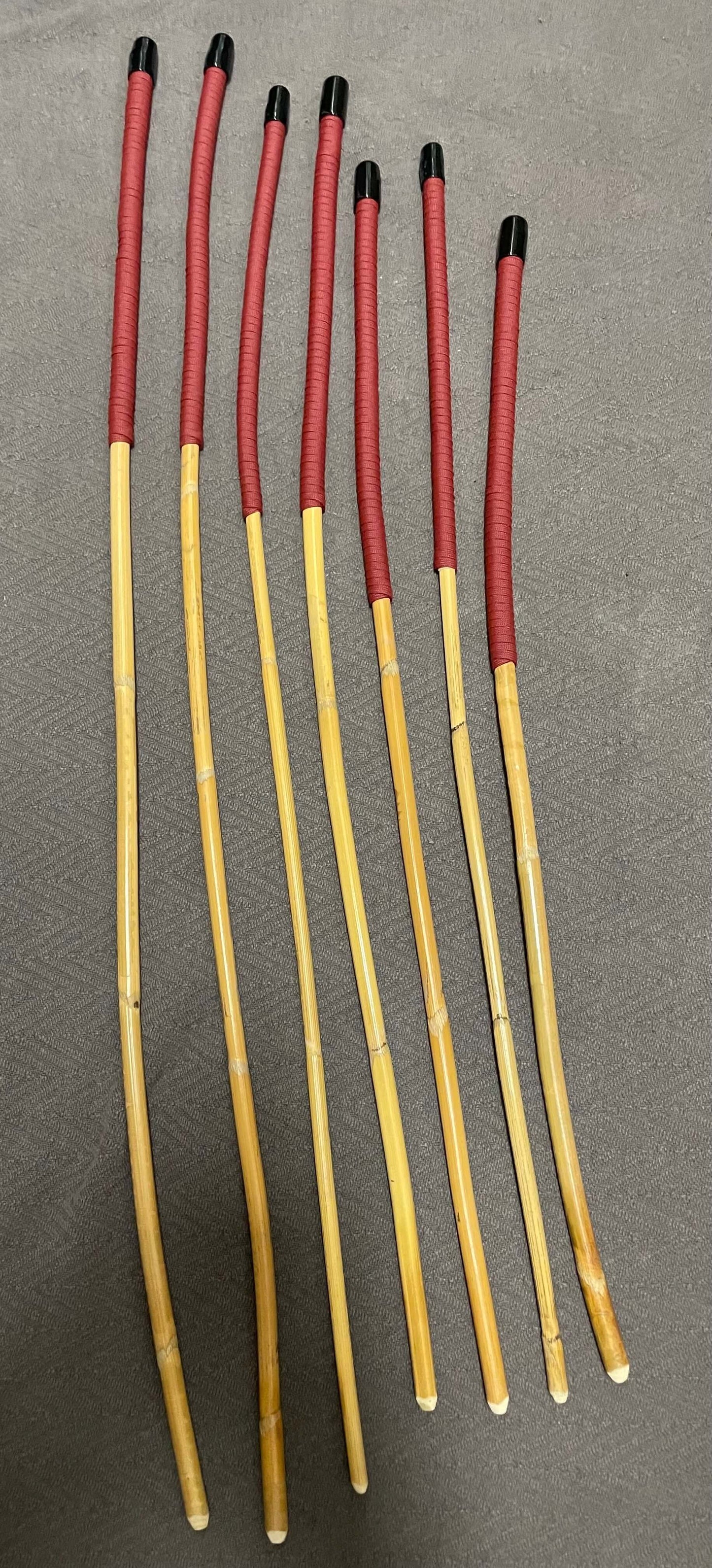 Beginner / Novice Set of 7 Classic Kooboo Rattan Punishment canes with BRICK RED Paracord Handles - Englishvice Canes