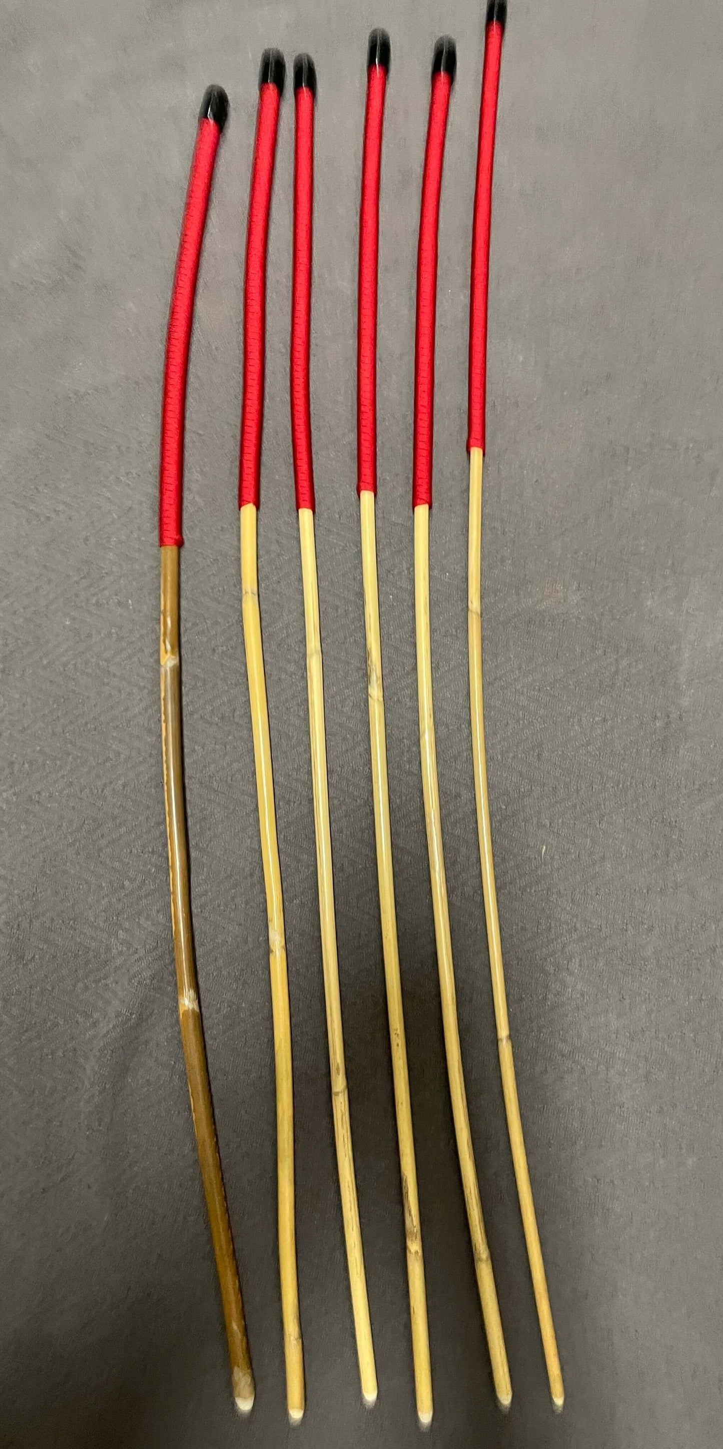 Set of 6 Kooboo Rattan Punishment canes Imperial Red Paracord Handles 83 to 87 cms Length - Englishvice Canes