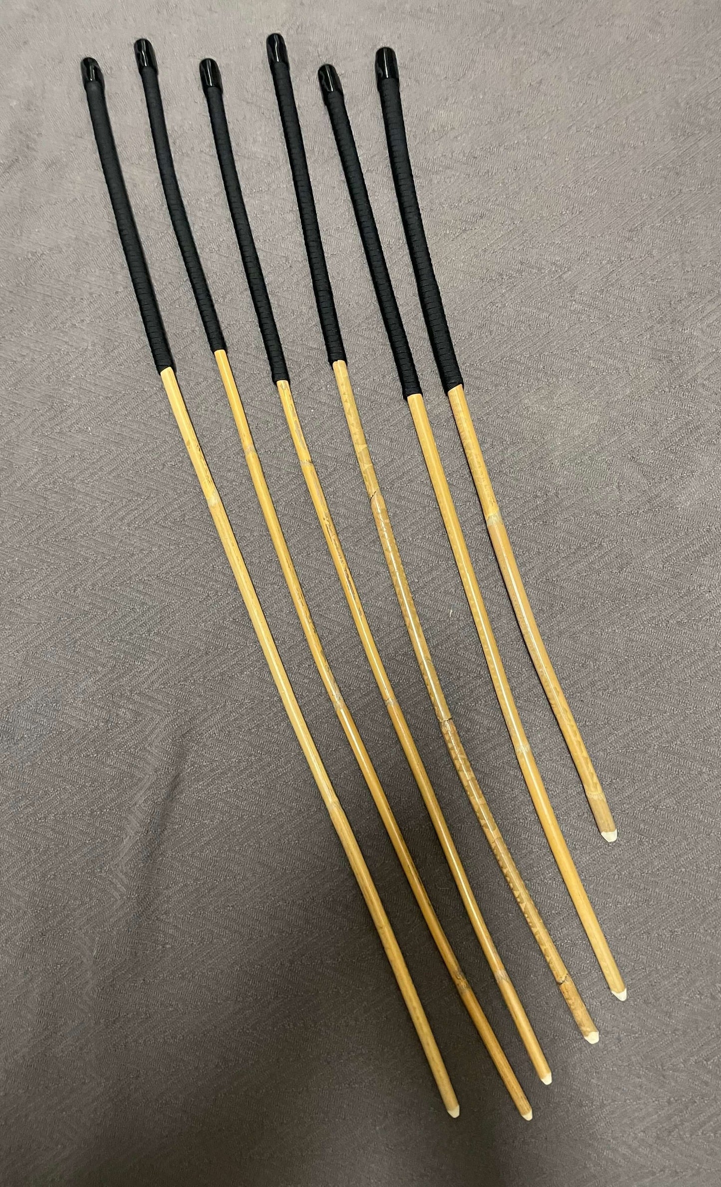 Beginner / Novice Set of 6 Classic Kooboo Rattan Punishment canes with BLACK Paracord Handles - Englishvice Canes