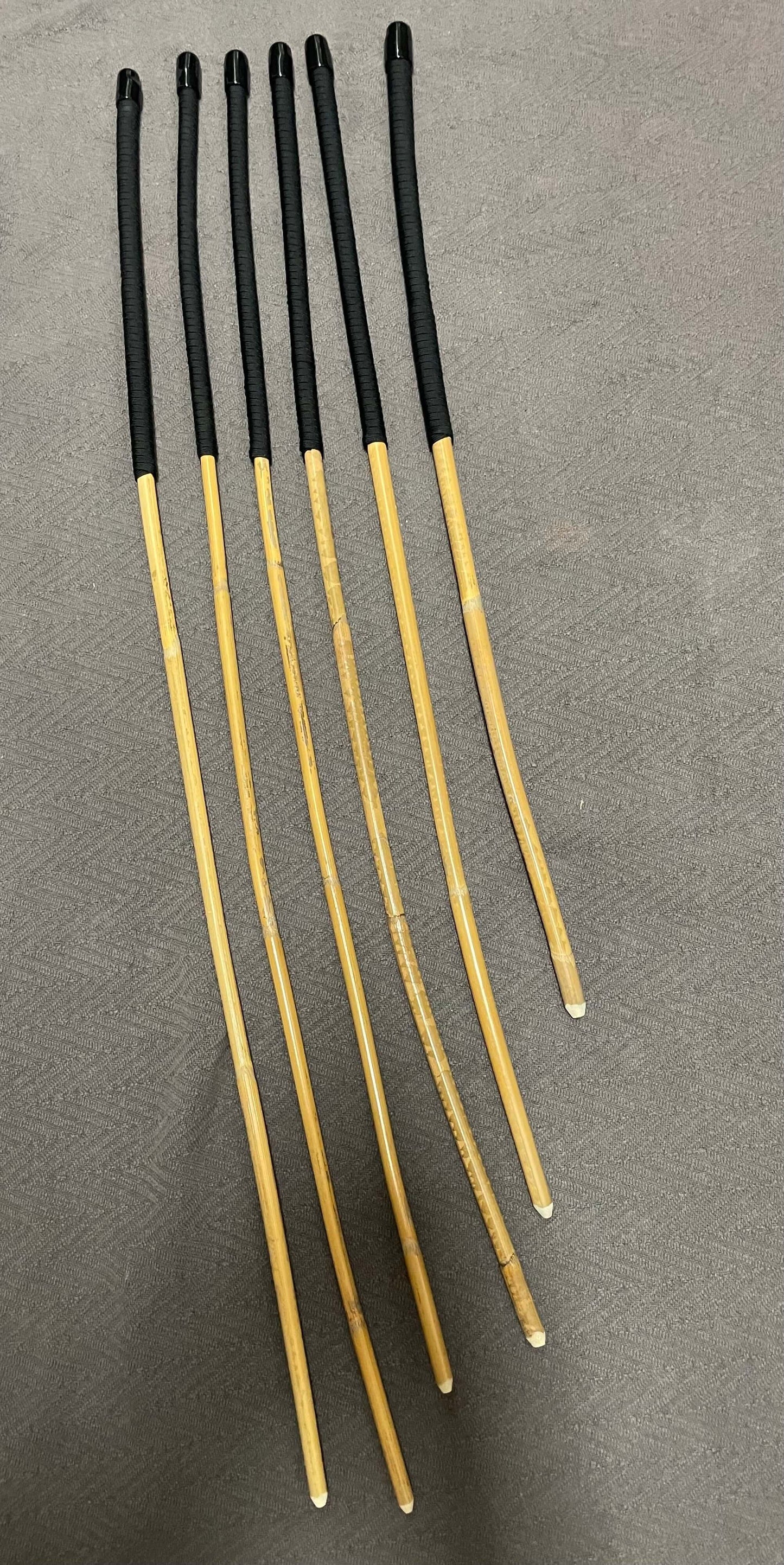 Beginner / Novice Set of 6 Classic Kooboo Rattan Punishment canes with BLACK Paracord Handles - Englishvice Canes