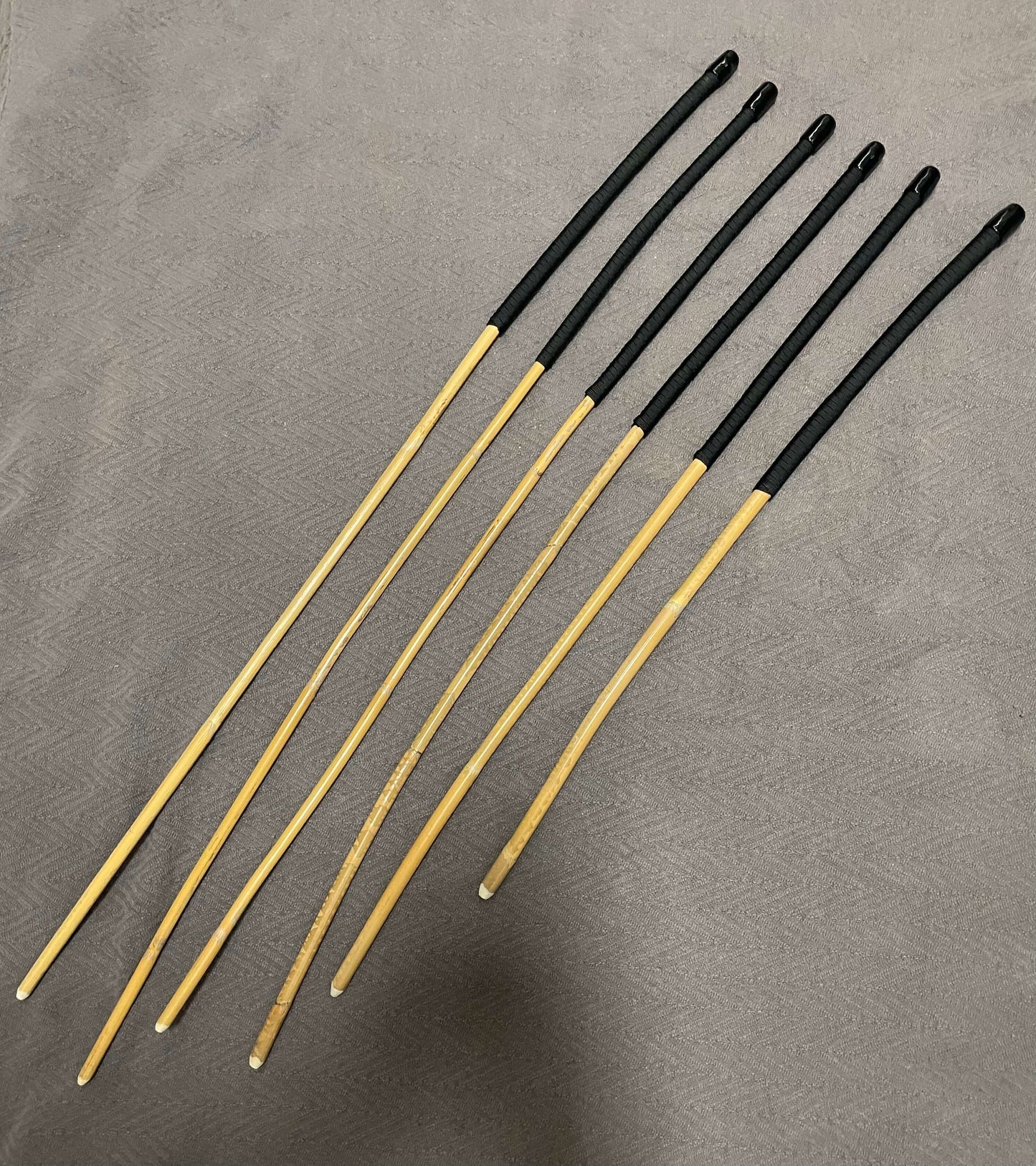 Beginner / Novice Set of 6 Classic Kooboo Rattan Punishment canes with BLACK Paracord Handles - Englishvice Canes