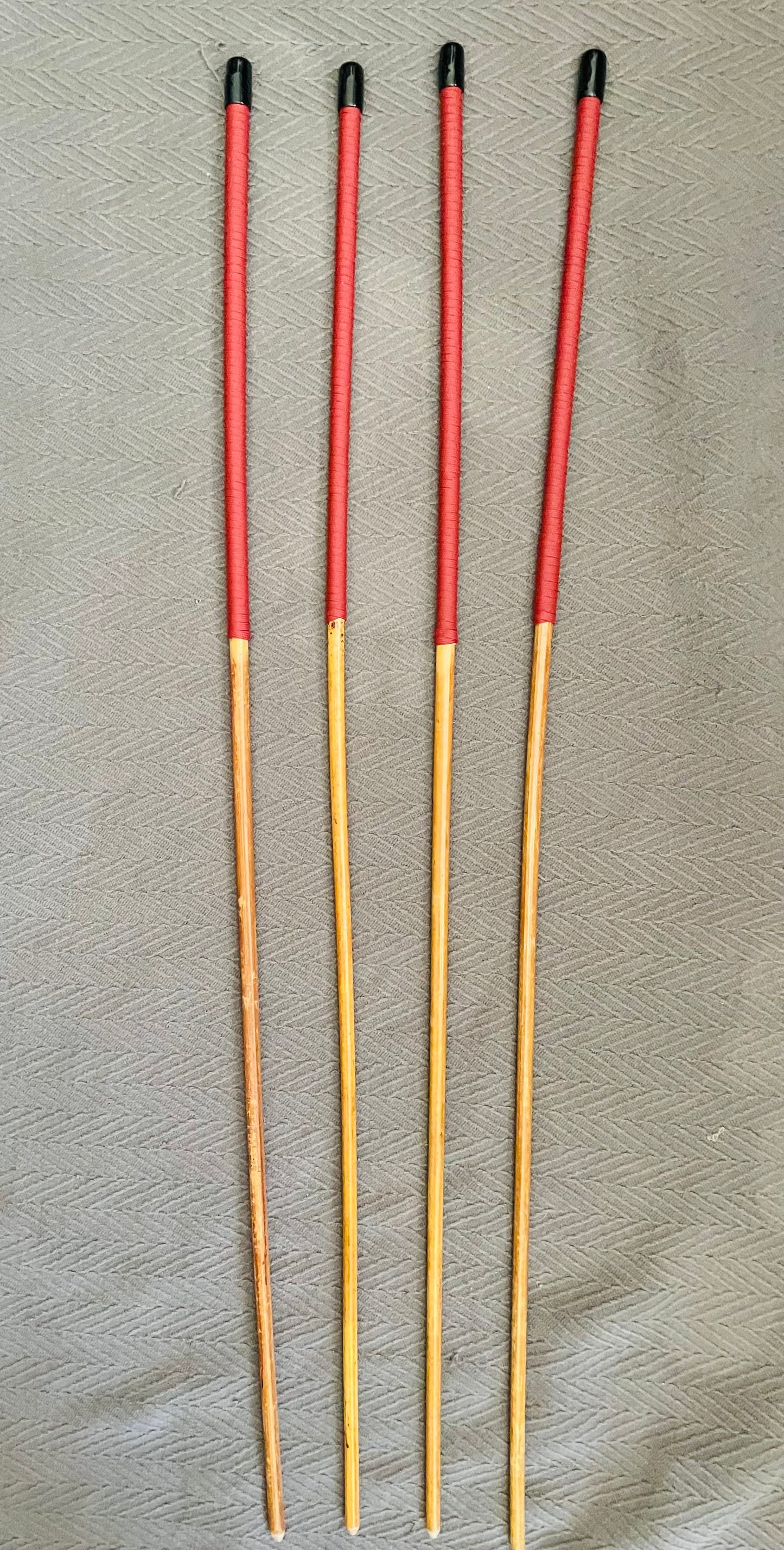 Knotless Golden / Honey Smoked Dragon Canes / Ultimate Dragon Canes Set of 4 Canes - 90 - 92 cms - Brick Red Paracord Handles - Englishvice Canes
