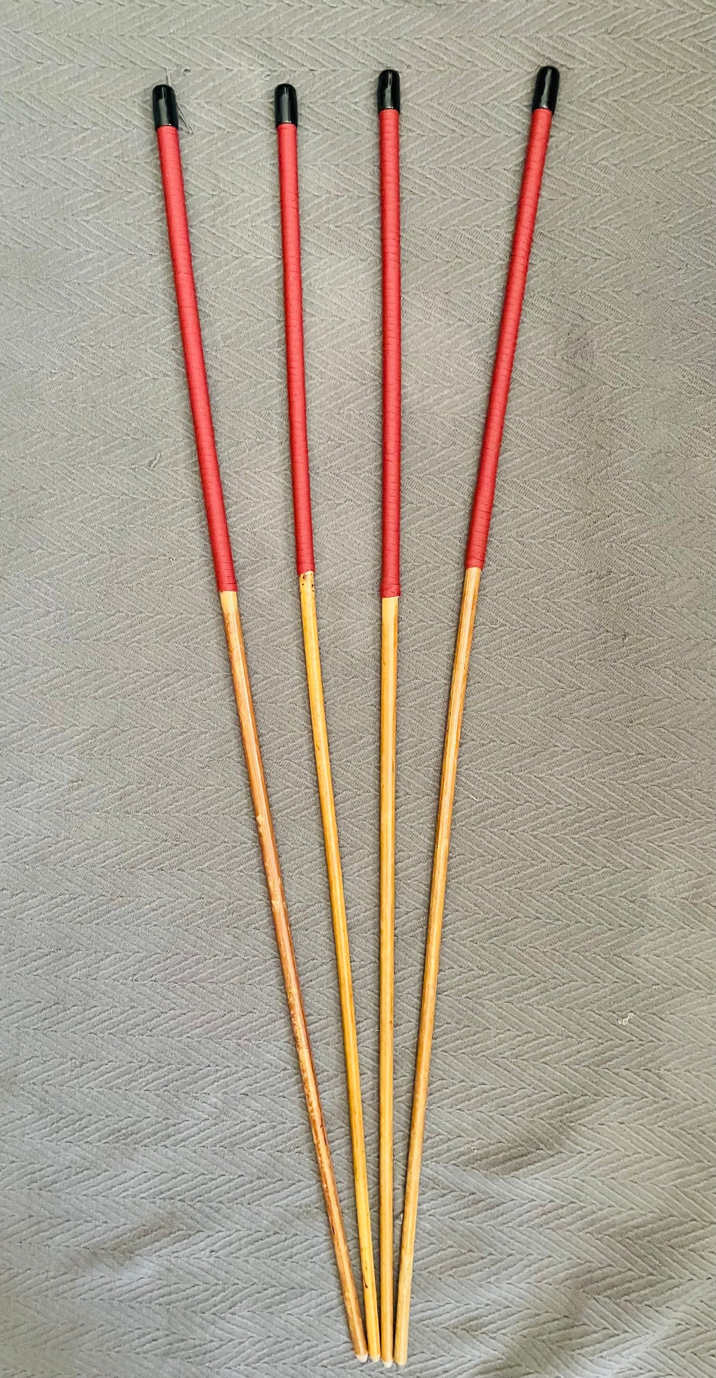 Knotless Golden / Honey Smoked Dragon Canes / Ultimate Dragon Canes Set of 4 Canes - 90 - 92 cms - Brick Red Paracord Handles - Englishvice Canes