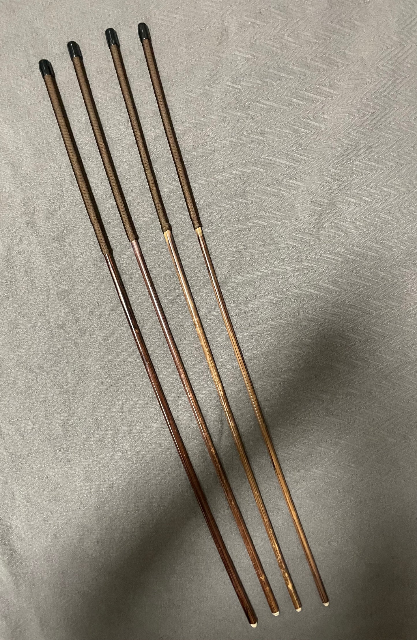 Set of 4 Knotless Smoked Dragon Canes / Ultimate No Knot Smoked Dragon Canes / School Canes / BDSM Canes - 95 cms Length - Brown Paracord Handles