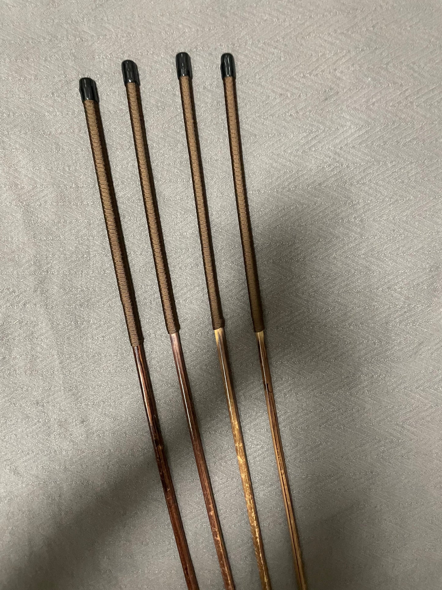 Set of 4 Knotless Smoked Dragon Canes / Ultimate No Knot Smoked Dragon Canes / School Canes / BDSM Canes - 95 cms Length - Brown Paracord Handles