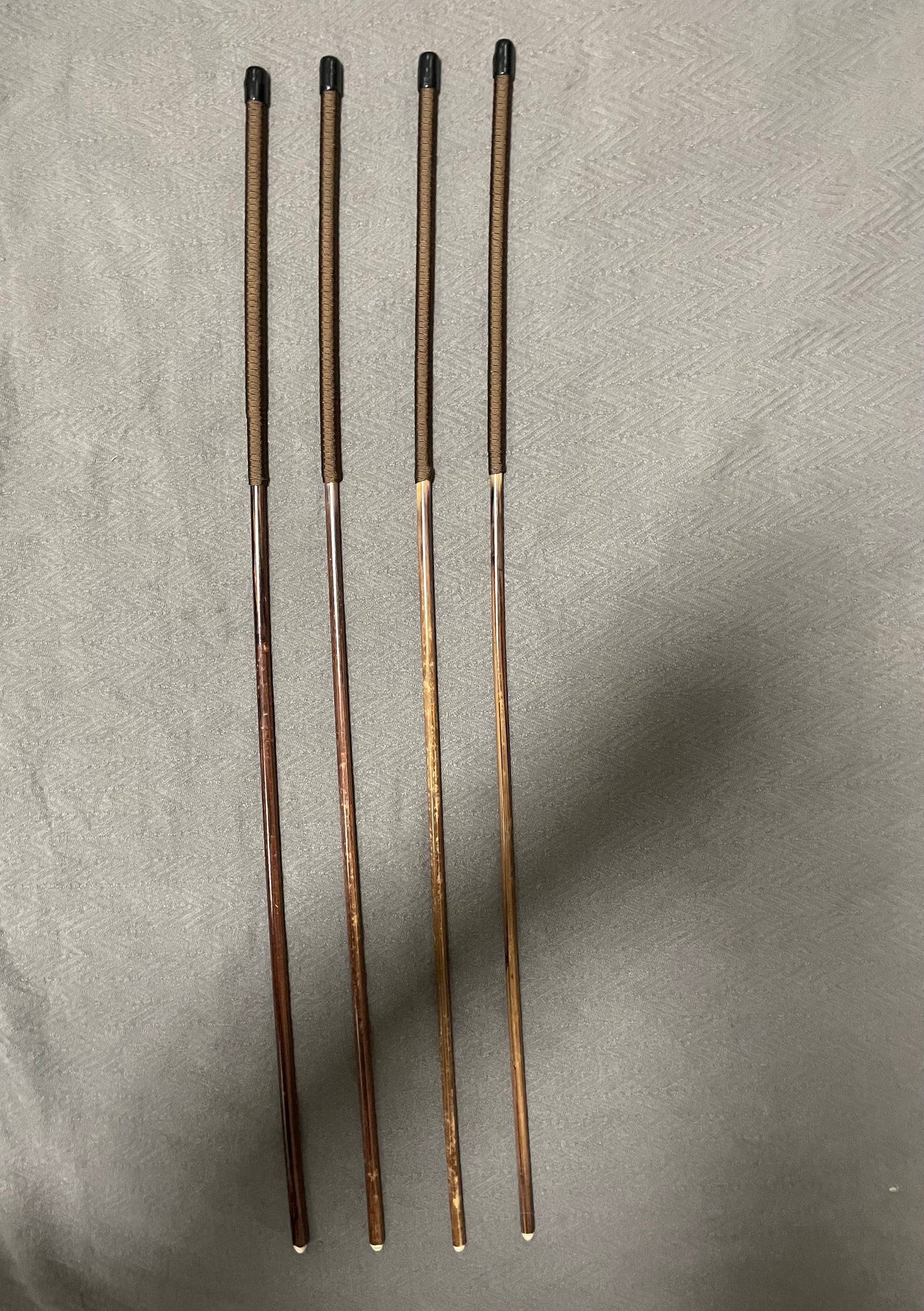 Set of 4 Knotless Smoked Dragon Canes / Ultimate No Knot Smoked Dragon Canes / School Canes / BDSM Canes - 95 cms Length - Brown Paracord Handles