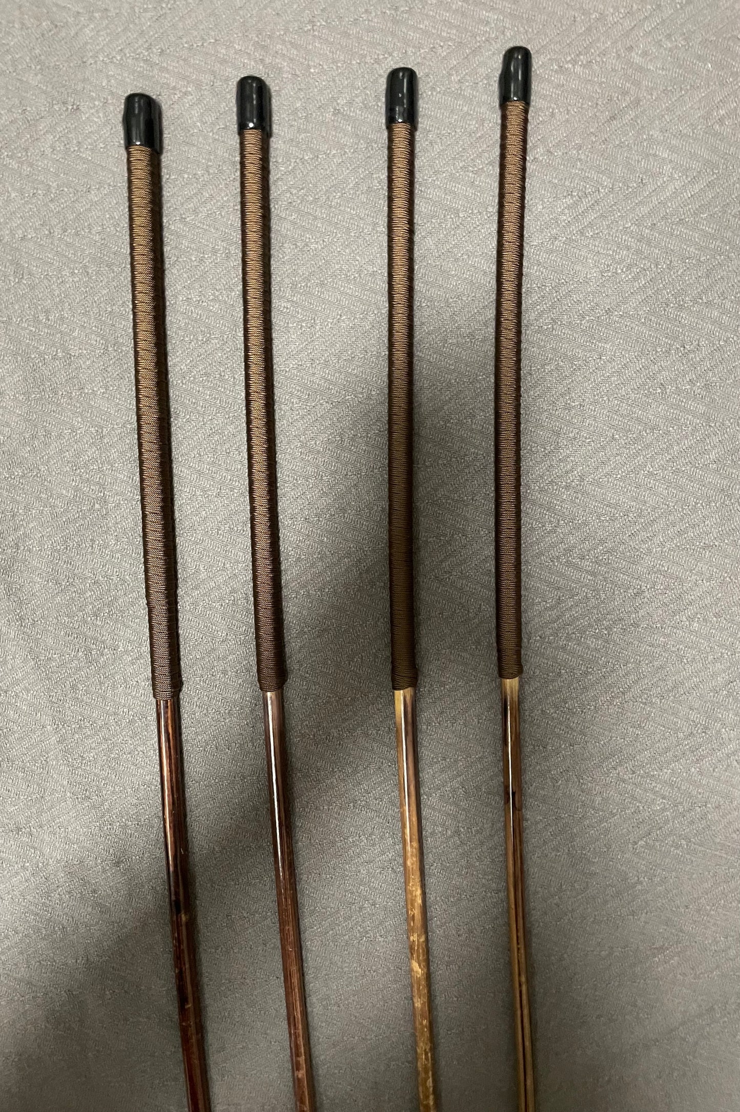 Set of 4 Knotless Smoked Dragon Canes / Ultimate No Knot Smoked Dragon Canes / School Canes / BDSM Canes - 95 cms Length - Brown Paracord Handles