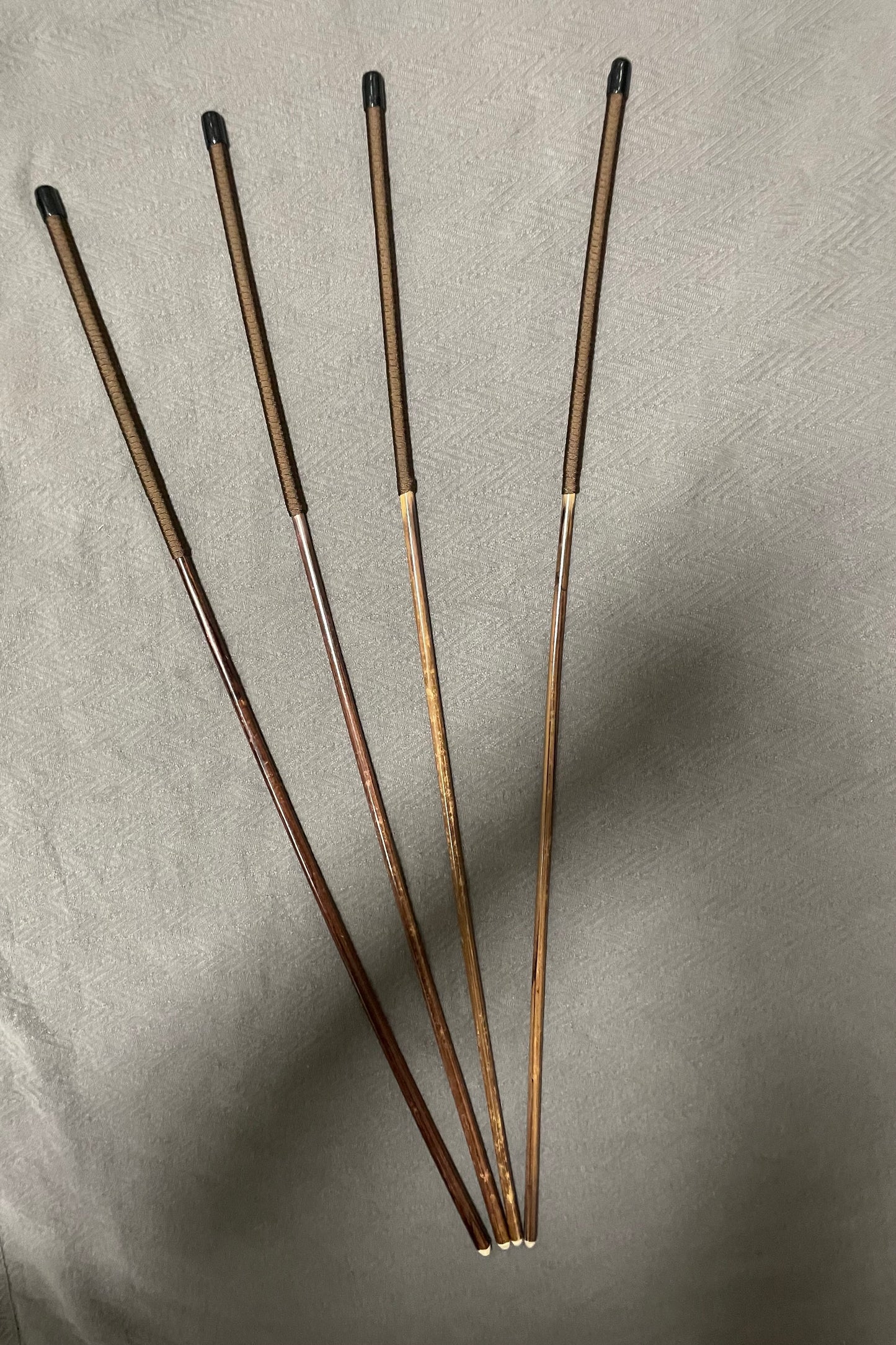 Set of 4 Knotless Smoked Dragon Canes / Ultimate No Knot Smoked Dragon Canes / School Canes / BDSM Canes - 95 cms Length - Brown Paracord Handles