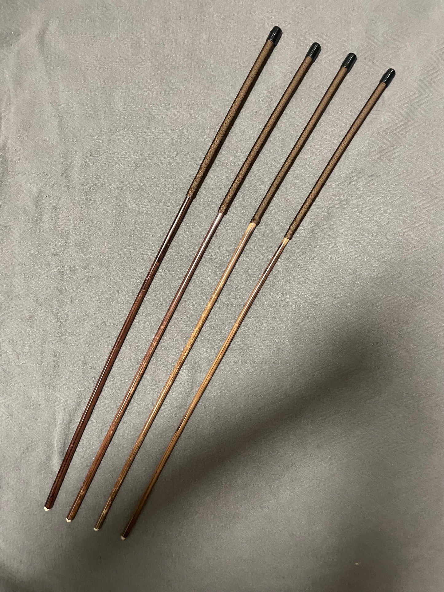 Set of 4 Knotless Smoked Dragon Canes / Ultimate No Knot Smoked Dragon Canes / School Canes / BDSM Canes - 95 cms Length - Brown Paracord Handles
