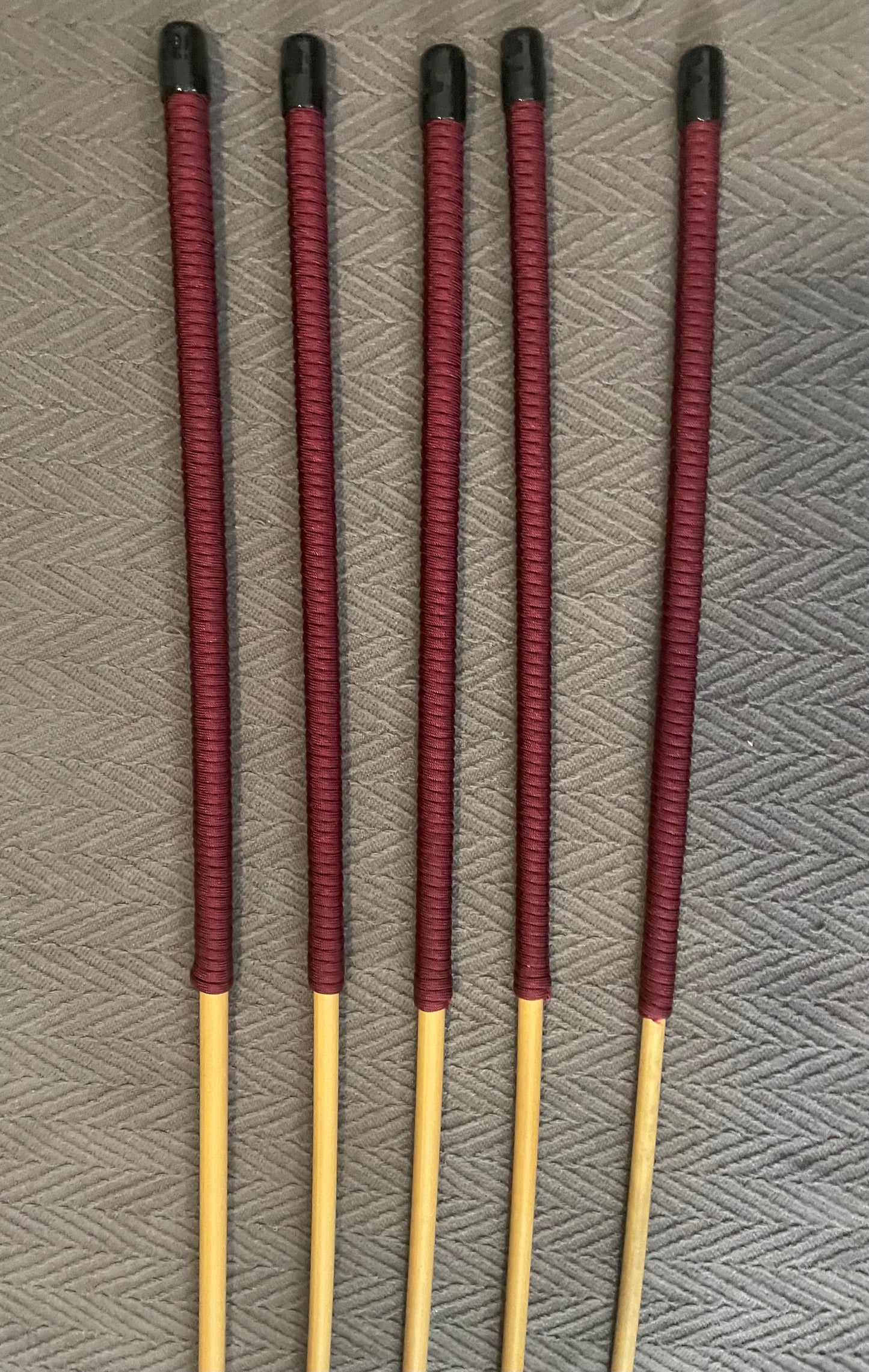 Set of 5 Knotless Dragon Canes / Ultimate Canes / No Knot Canes / BDSM Canes - 95 cms Length - Burgundy Paracord Handles