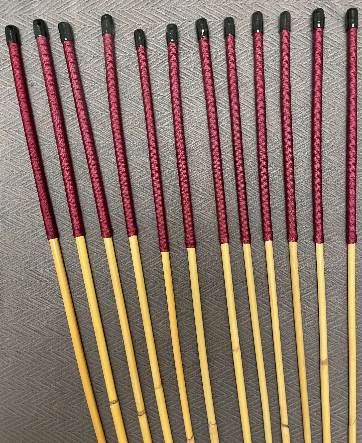 Set of 12 Dragon Rattan Canes / School Punishment Canes wirh Burgundy Paracord Handles
