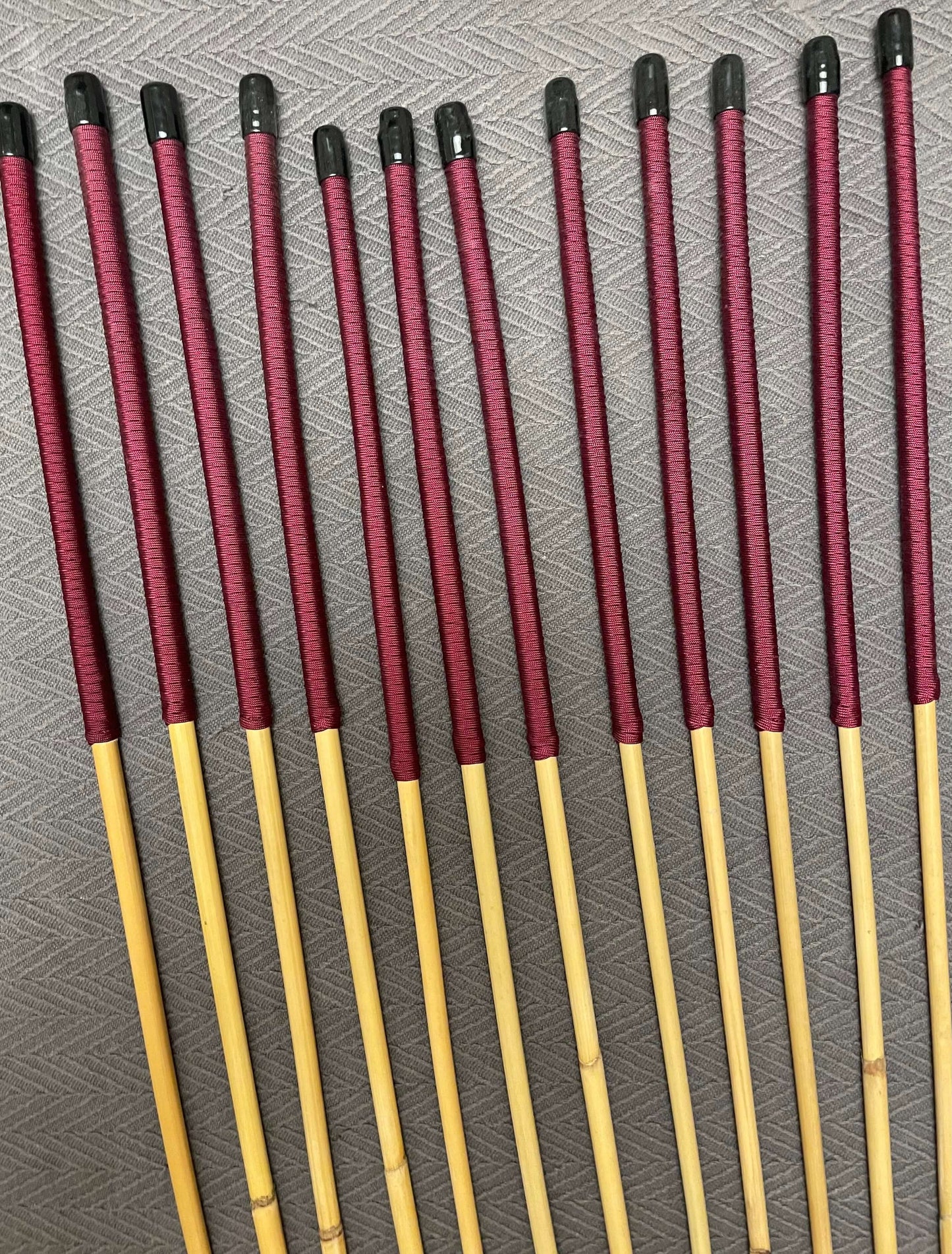 Dozen of the Best - Set of 12 Classic Dragon Rattan Punishment Canes / School Canes / BDSM Whipping Canes - 95-100 cms L - Imperial Red OR Burgundy Paracord Handles