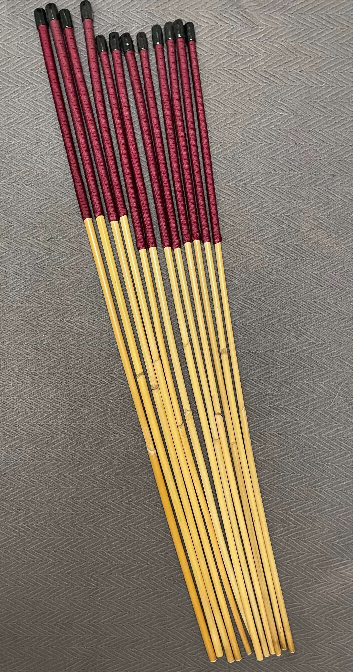 Set of 12 Dragon Rattan Canes / Punishment Canes wirh Burgundy Paracord Handles