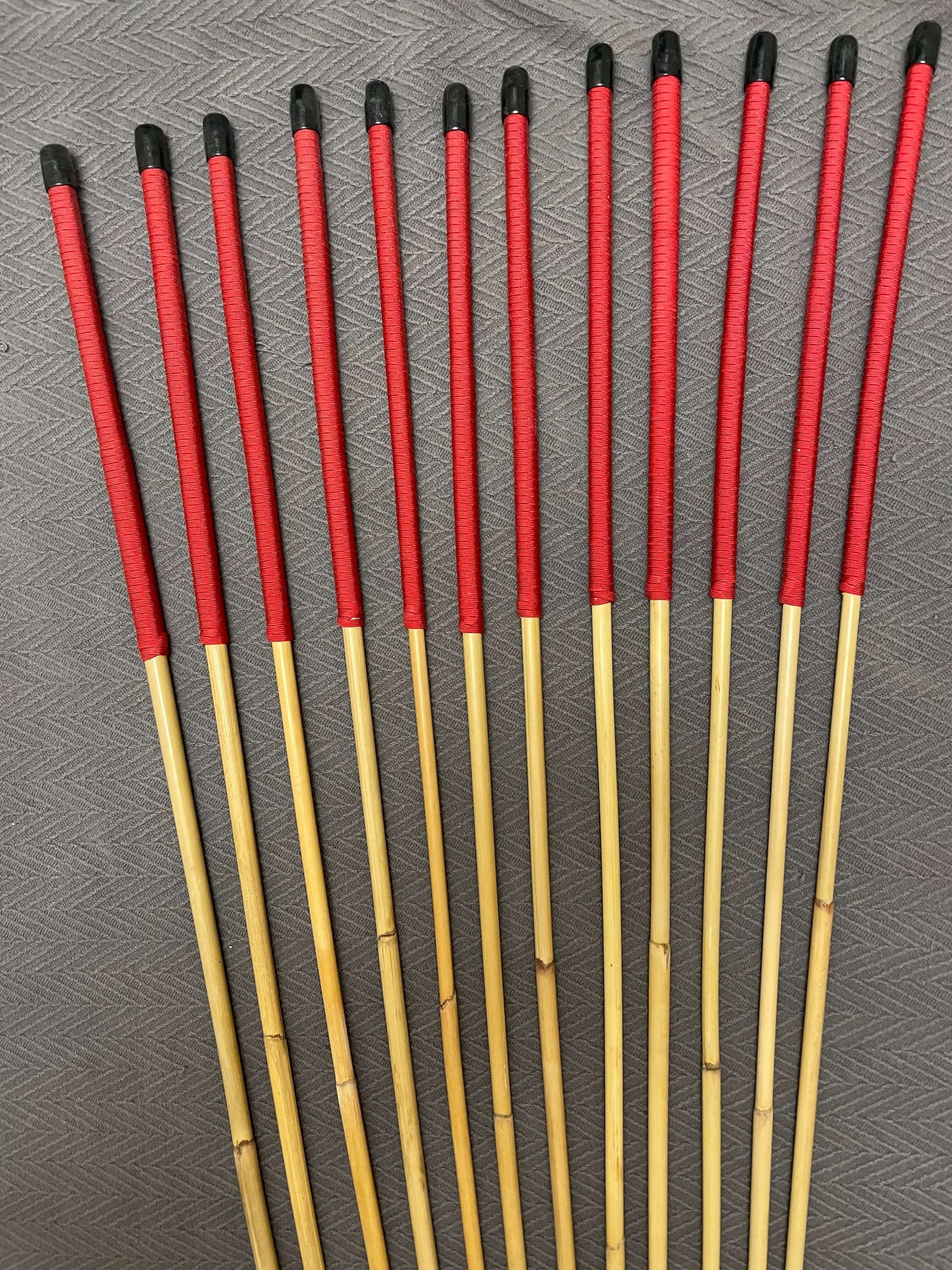 Set of 12 Dragon Rattan Canes / Punishment Canes wirh Red Paracord Handles
