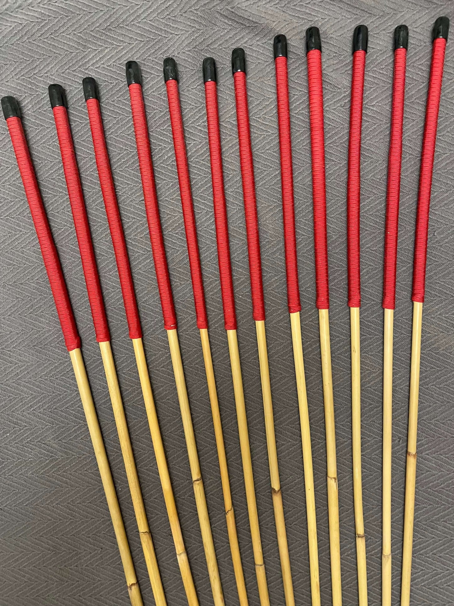 Dozen of the Best - Set of 12 Classic Dragon Rattan Punishment Canes / School Canes / BDSM Whipping Canes - 95-100 cms L - Imperial Red OR Burgundy Paracord Handles