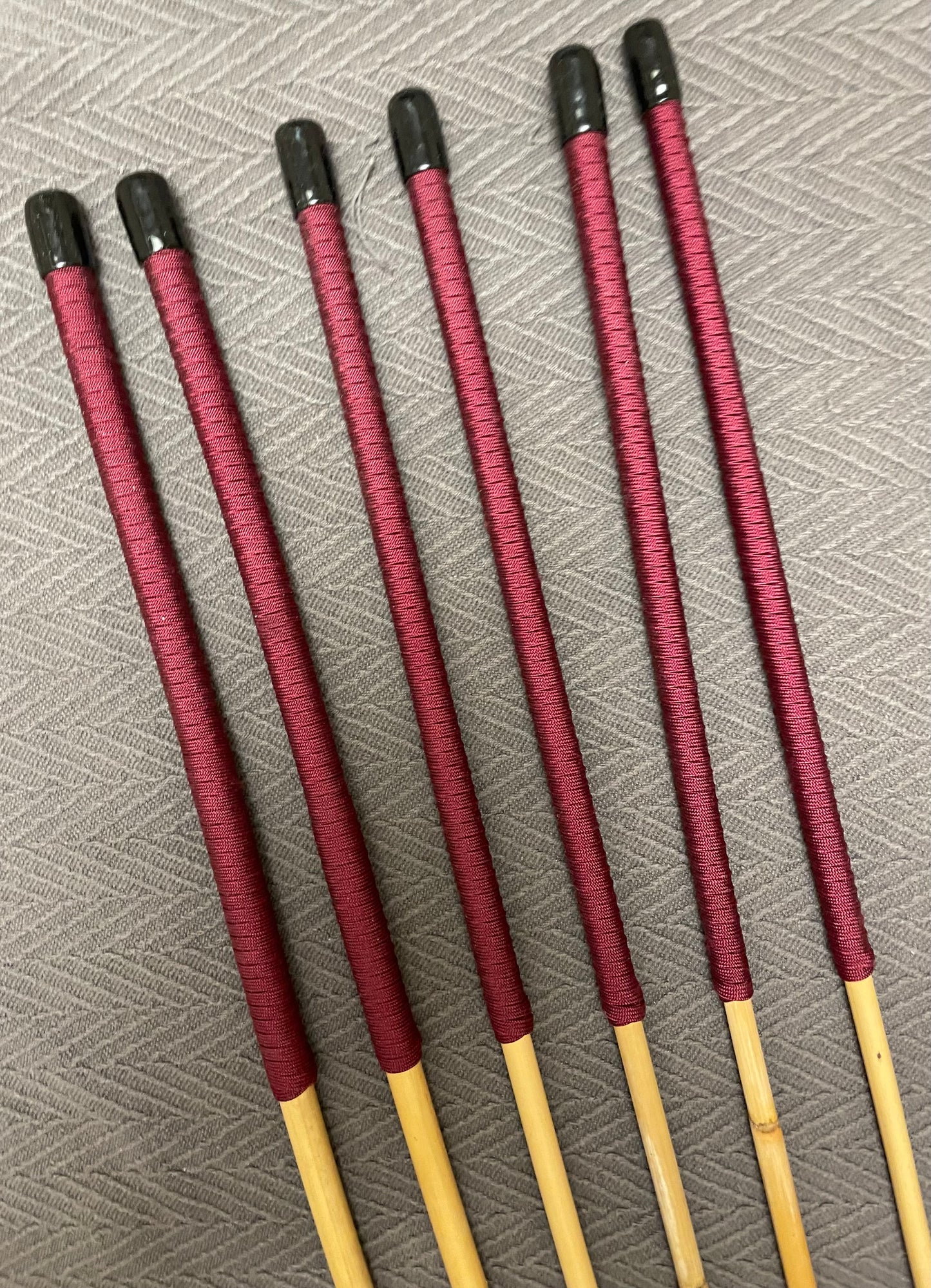 Set of 6 Classic Dragon Rattan Punishment Canes / School Canes with Red Paracord Handles