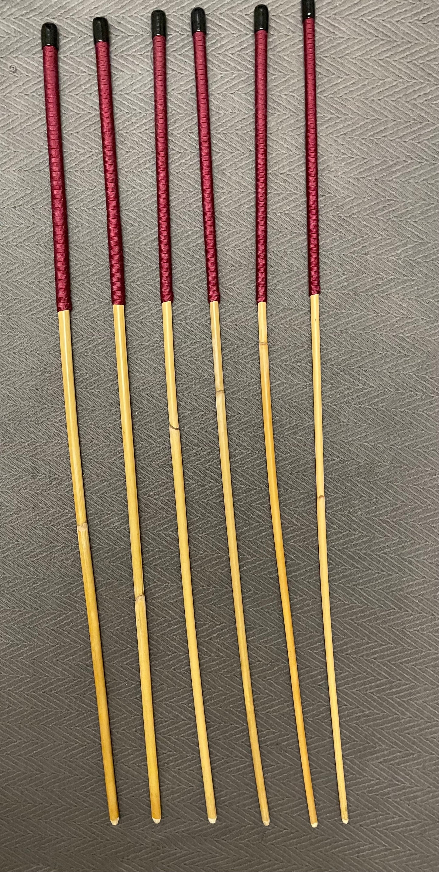 Set of 6 Classic Dragon Rattan Punishment Canes / School Canes with Burgundy Paracord Handles