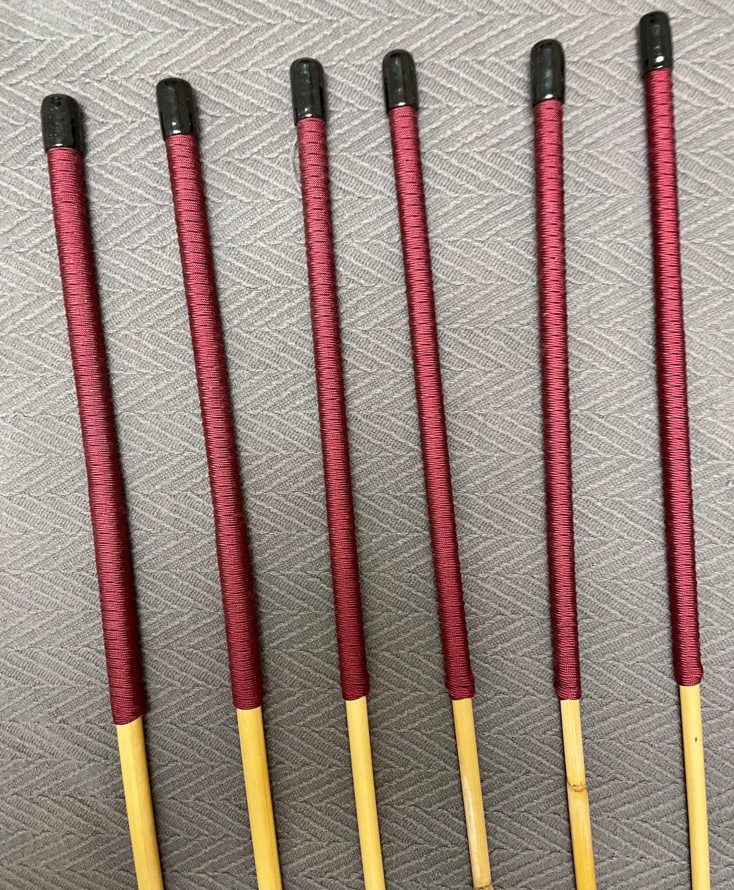 Set of 6 Classic Dragon Rattan Punishment Canes / School Canes with Burgundy Paracord Handles