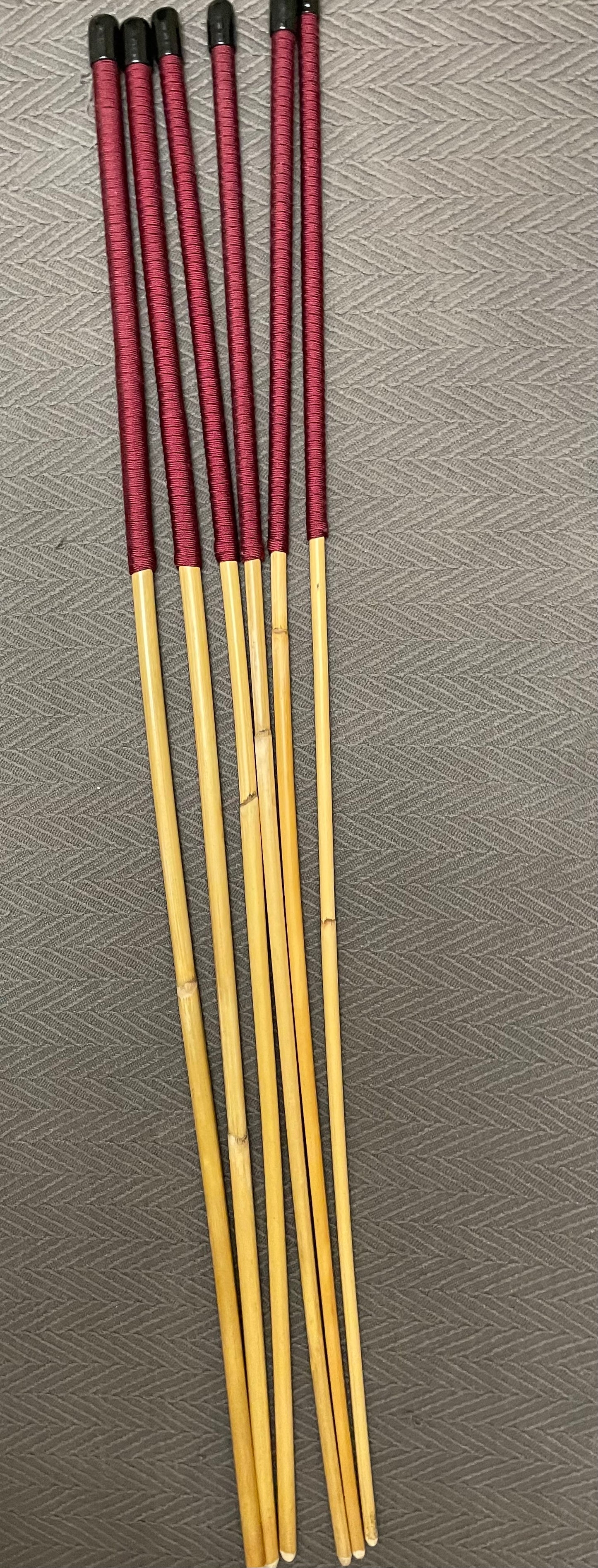 Set of 6 Classic Dragon Rattan Punishment Canes / School Canes with Burgundy Paracord Handles
