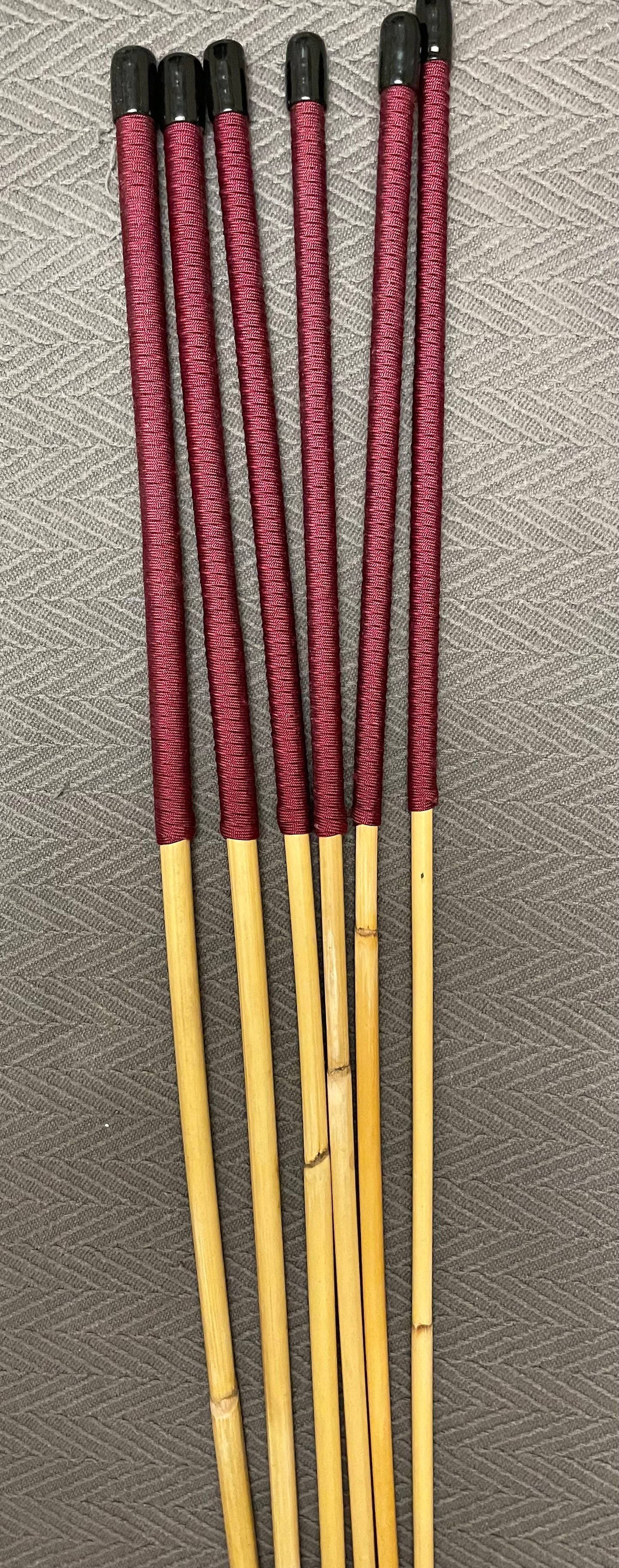Set of 6 Classic Dragon Rattan Punishment Canes / School Canes with Burgundy Paracord Handles