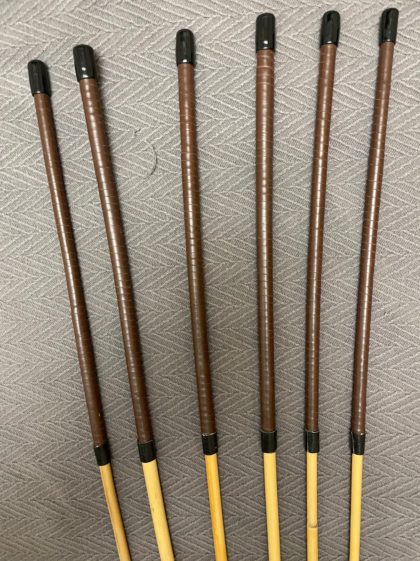 Professional Punitrix Set of 6 Classic Dragon Rattan Punishment Canes with Brandy Kangaroo Leather Handles