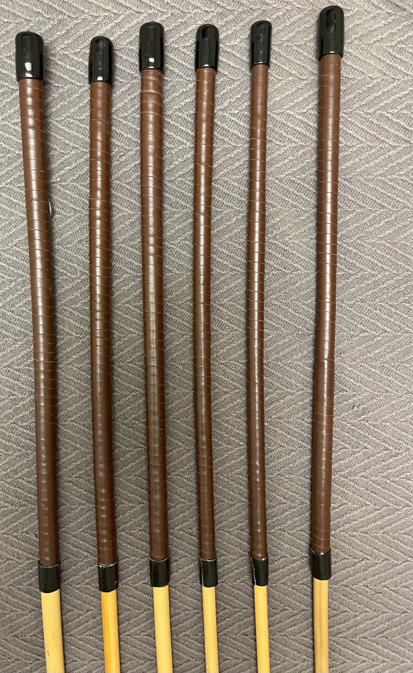Professional Punitrix Set of 6 Classic Dragon Rattan Punishment Canes with Brandy Kangaroo Leather Handles