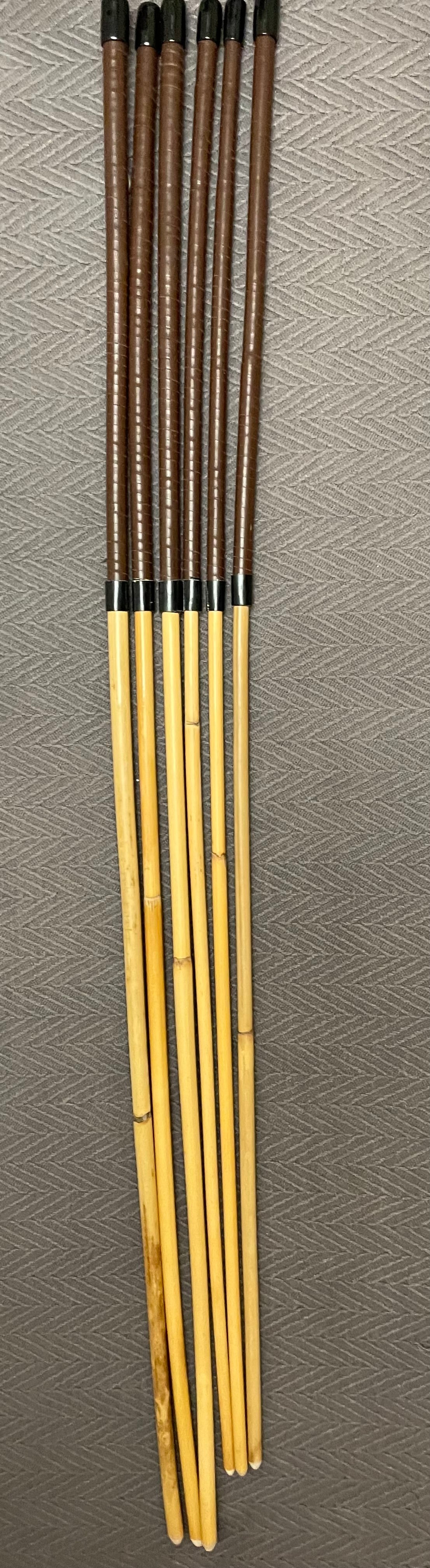 Professional Punitrix Set of 6 Classic Dragon Rattan Punishment Canes with Brandy Kangaroo Leather Handles