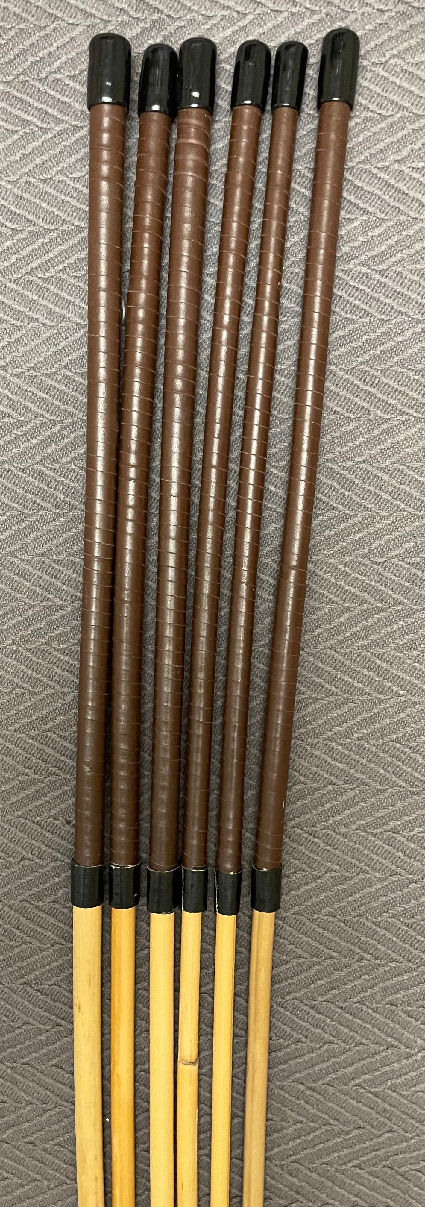 Professional Punitrix Set of 6 Classic Dragon Rattan Punishment Canes with Brandy Kangaroo Leather Handles