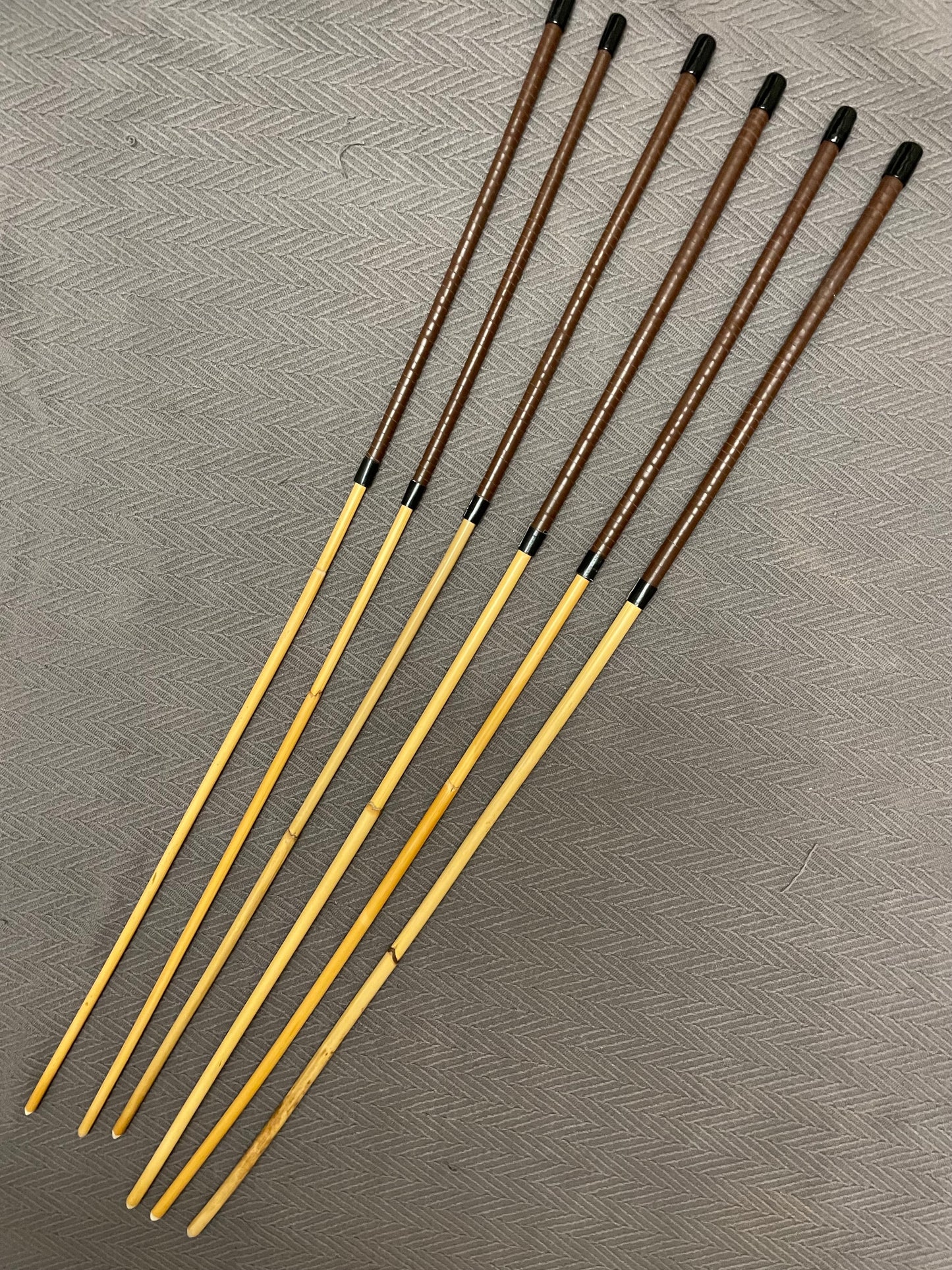 Professional Punitrix Set of 6 Classic Dragon Rattan Punishment Canes with Brandy Kangaroo Leather Handles