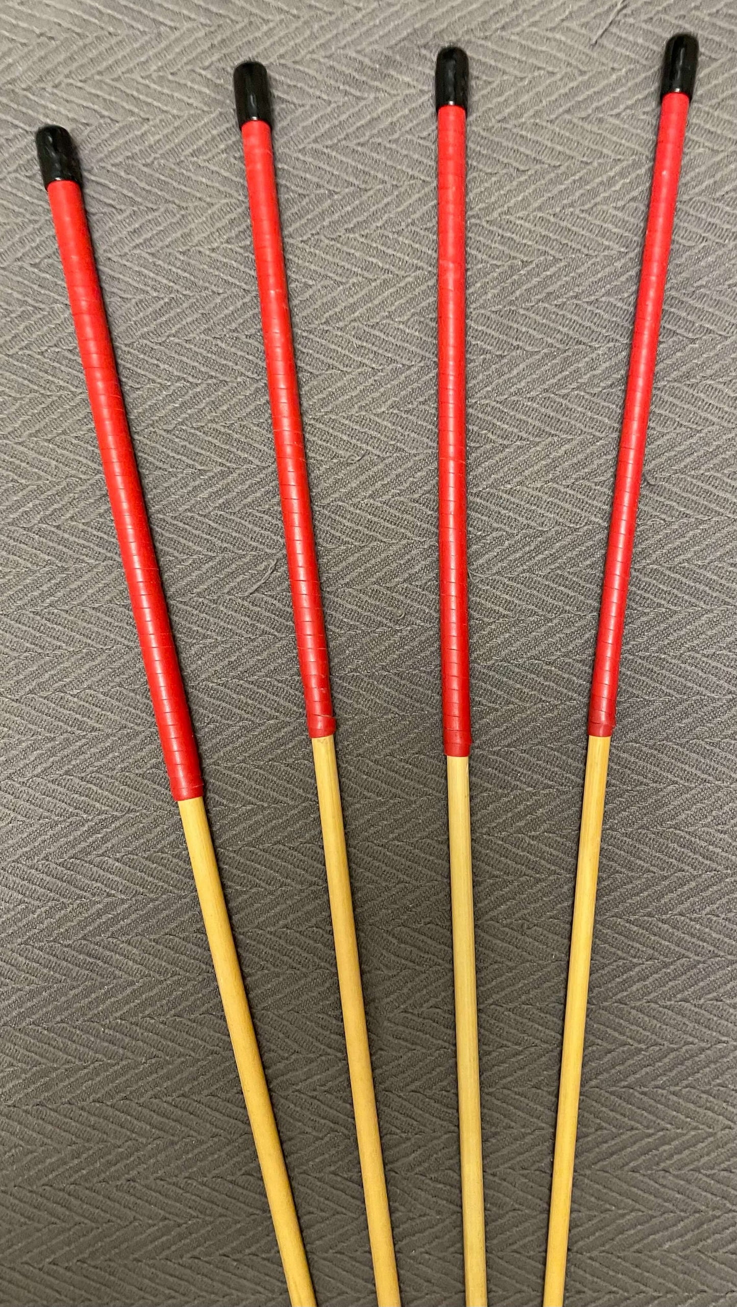 Dragon Cane Professional Deluxe Set of 4 Classic Dragon Canes  - 90 cms L & 8-8.5/9-9.5/10-10.5/11-11.5 mm D - 12" BRANDY or RED Kangaroo Leather Handles