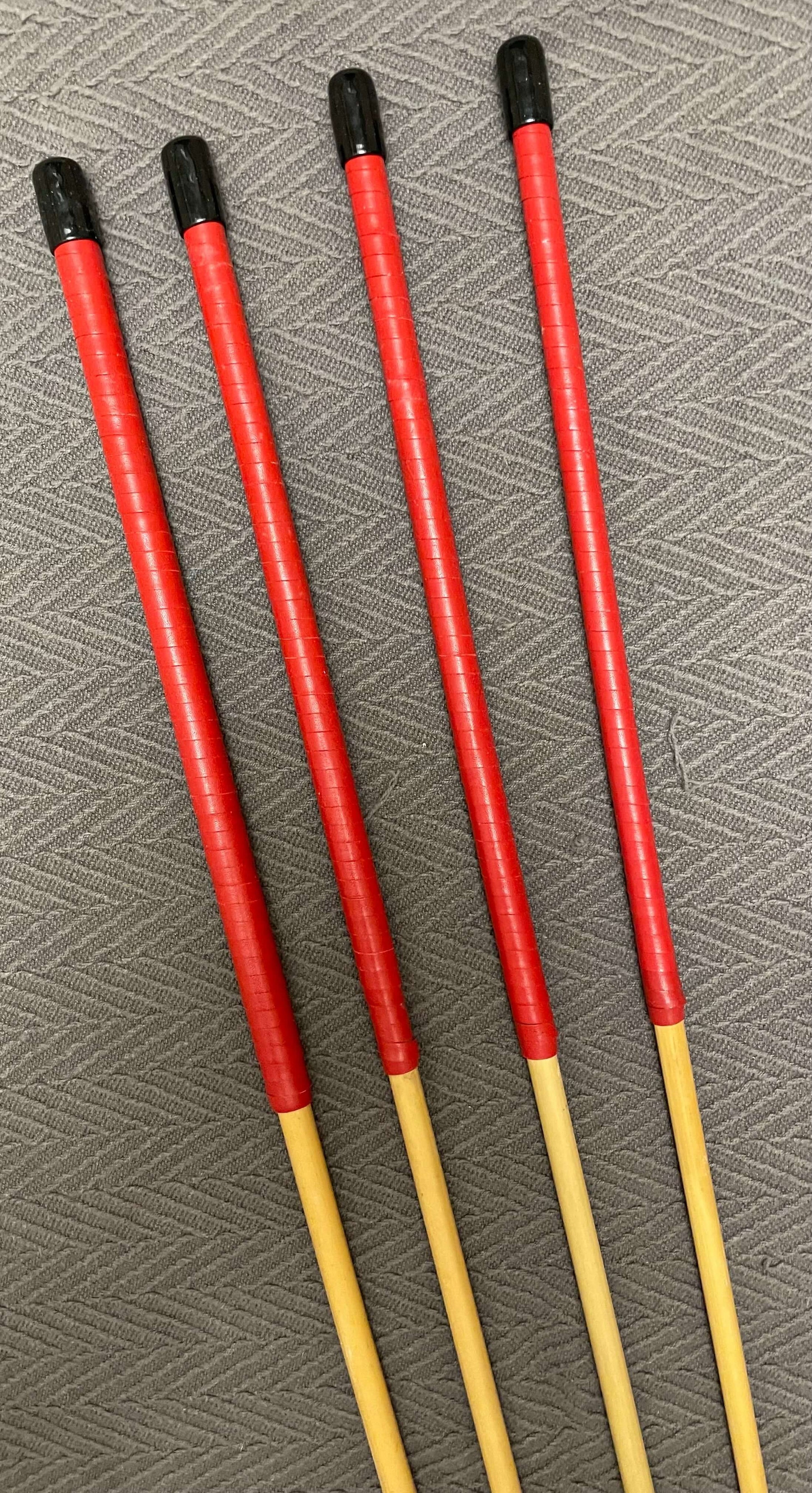 Dragon Cane Professional Set of 4 rattan canes / School Canes / BDSM Canes- 90 cms Length - Brandy or Red Kangaroo Leather Handles - Englishvice Canes