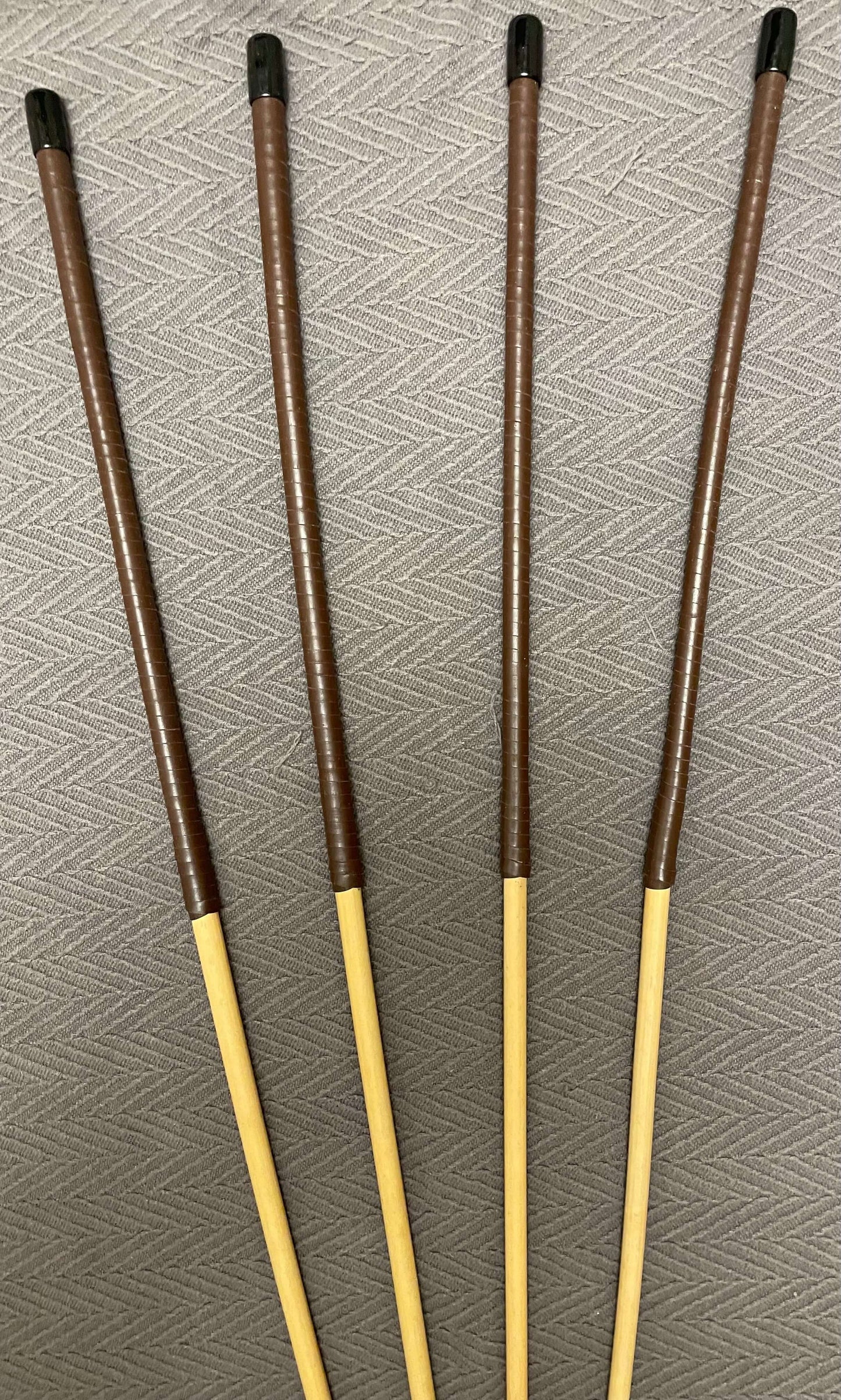 Dragon Cane Professional Set of 4 rattan canes / School Canes / BDSM Canes- 90 cms Length - Brandy or Red Kangaroo Leather Handles - Englishvice Canes