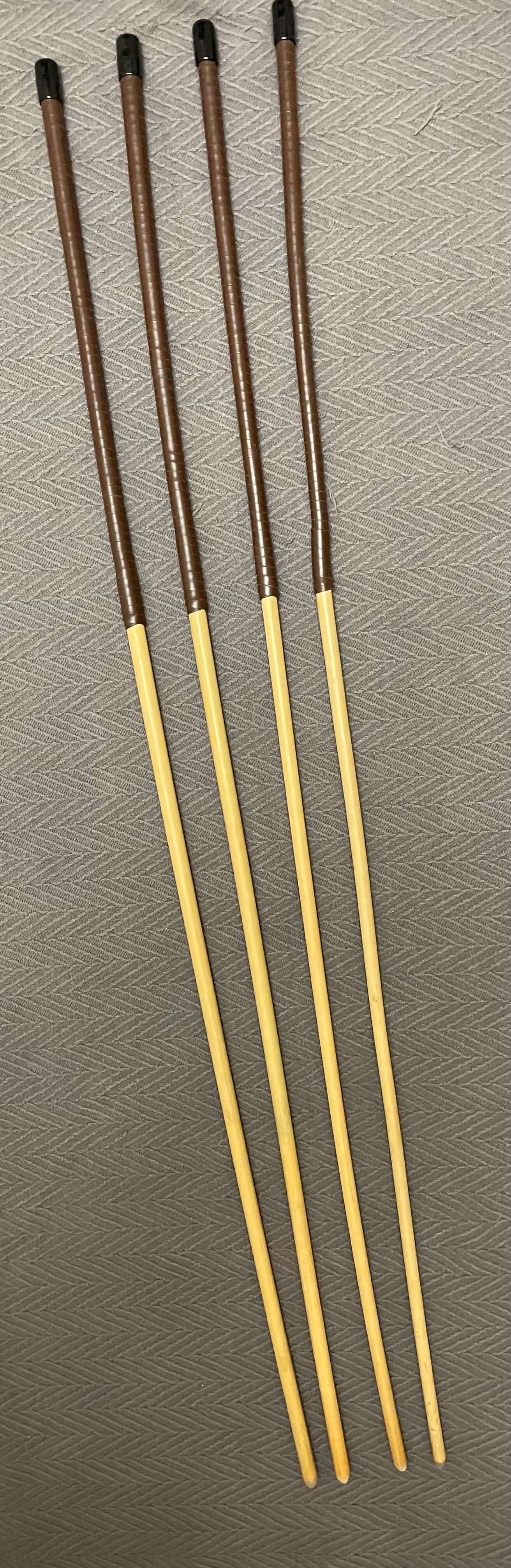 Dragon Cane Professional Set of 4 rattan canes / School Canes / BDSM Canes- 90 cms Length - Brandy or Red Kangaroo Leather Handles - Englishvice Canes