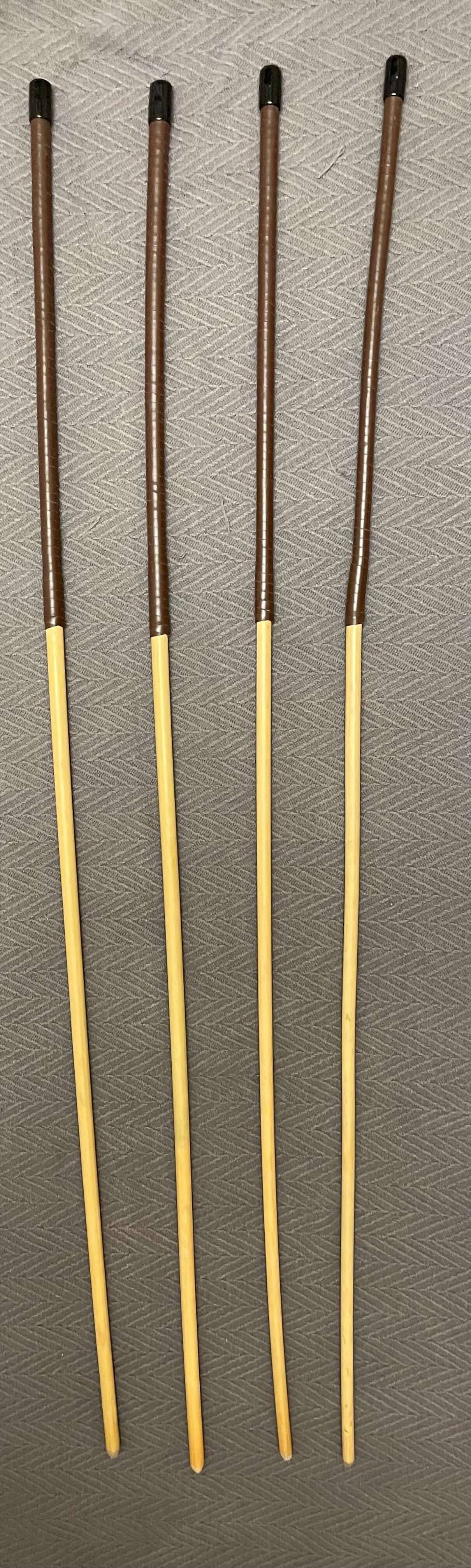 Dragon Cane Professional Set of 4 rattan canes / School Canes / BDSM Canes- 90 cms Length - Brandy or Red Kangaroo Leather Handles - Englishvice Canes