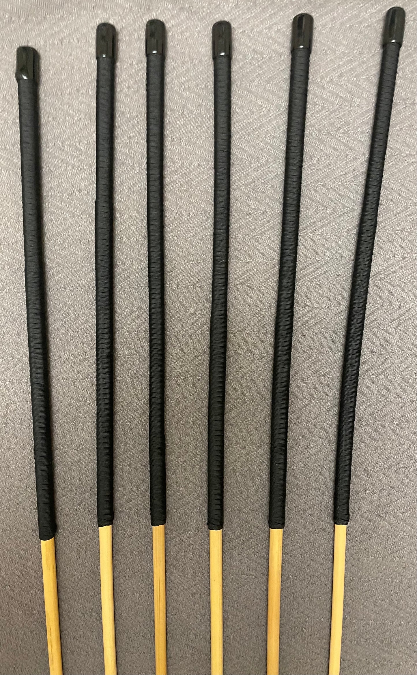 The Thick and Thuddy Heavy Duty Punisher Dragon Cane Six Set - Punishment Canes / BDSM Canes - 110 cms L & 10-13 mm D - 16” BLACK Handles