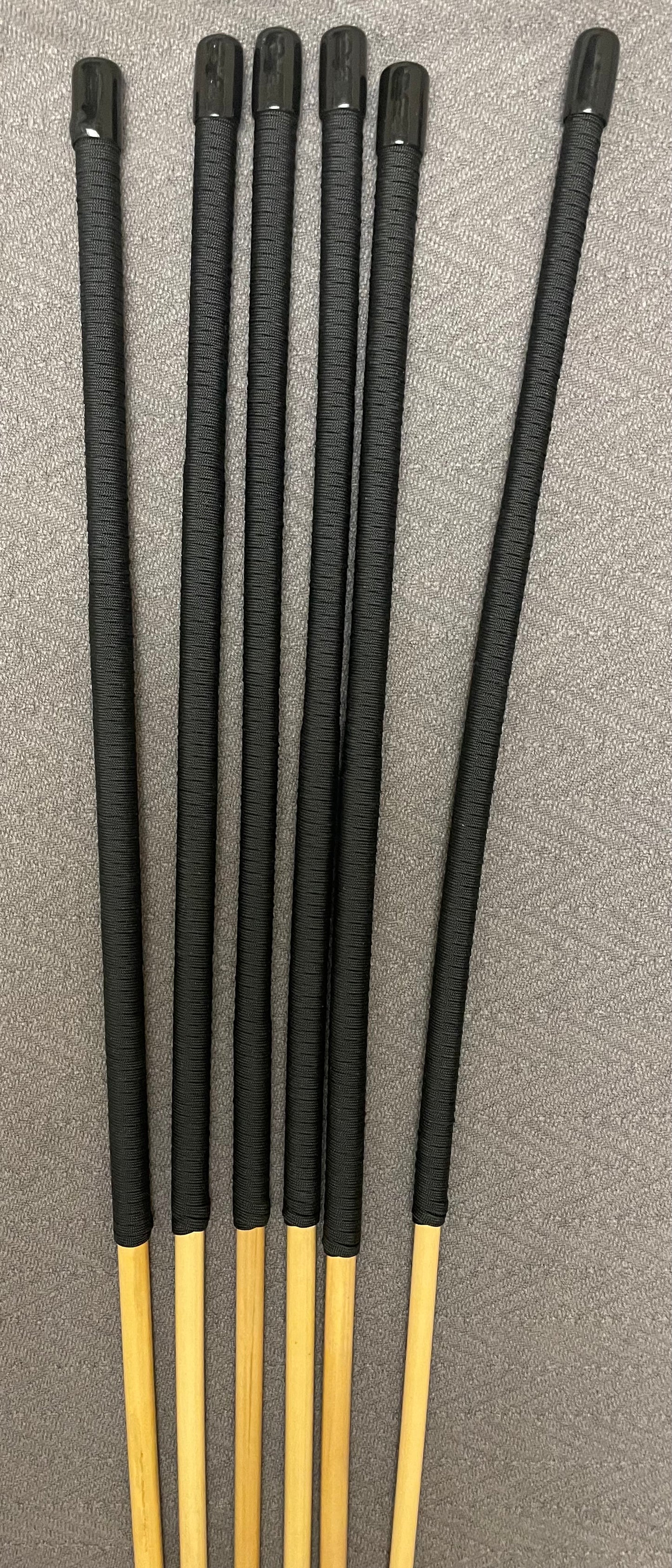 The Thick and Thuddy Heavy Duty Punisher Classic Dragon Cane Set of 6 - Black Paracord Handles - 110 cms Length