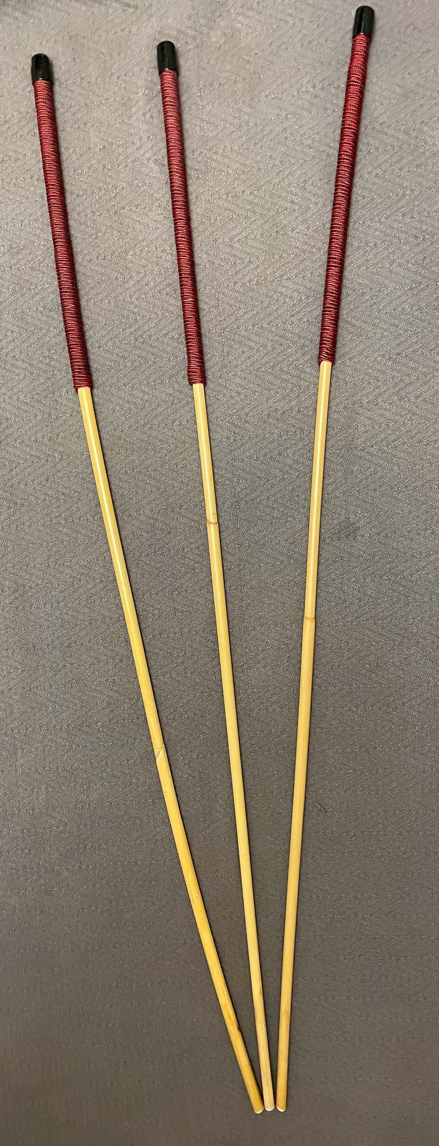 Classic Dragon Rattan Cane Set of 3 / BDSM Canes / School Canes - 100 cms Length - Liquorice Paracord Handles - Englishvice Canes