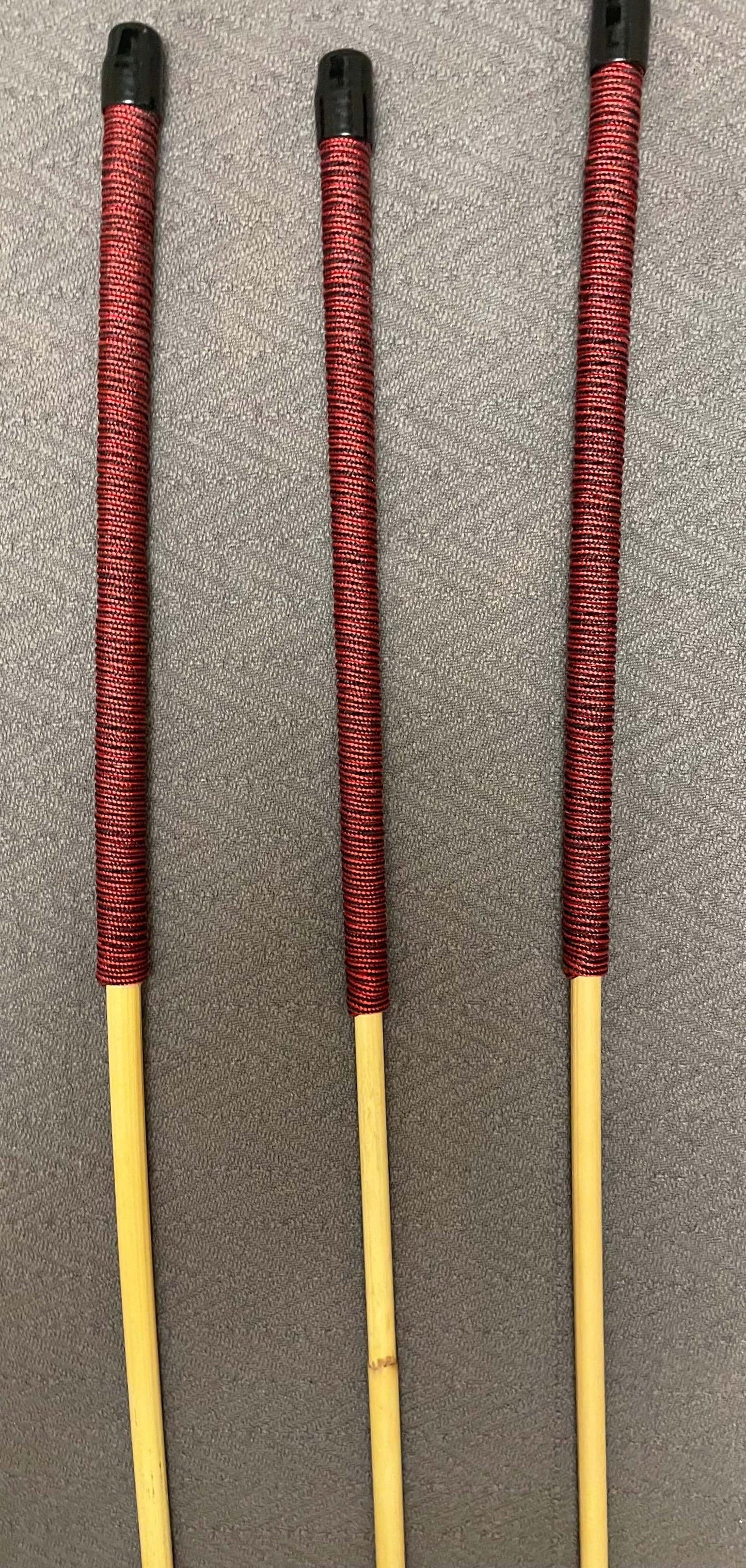 Classic Dragon Rattan Cane Set of 3 / BDSM Canes / School Canes - 100 cms Length - Liquorice Paracord Handles - Englishvice Canes
