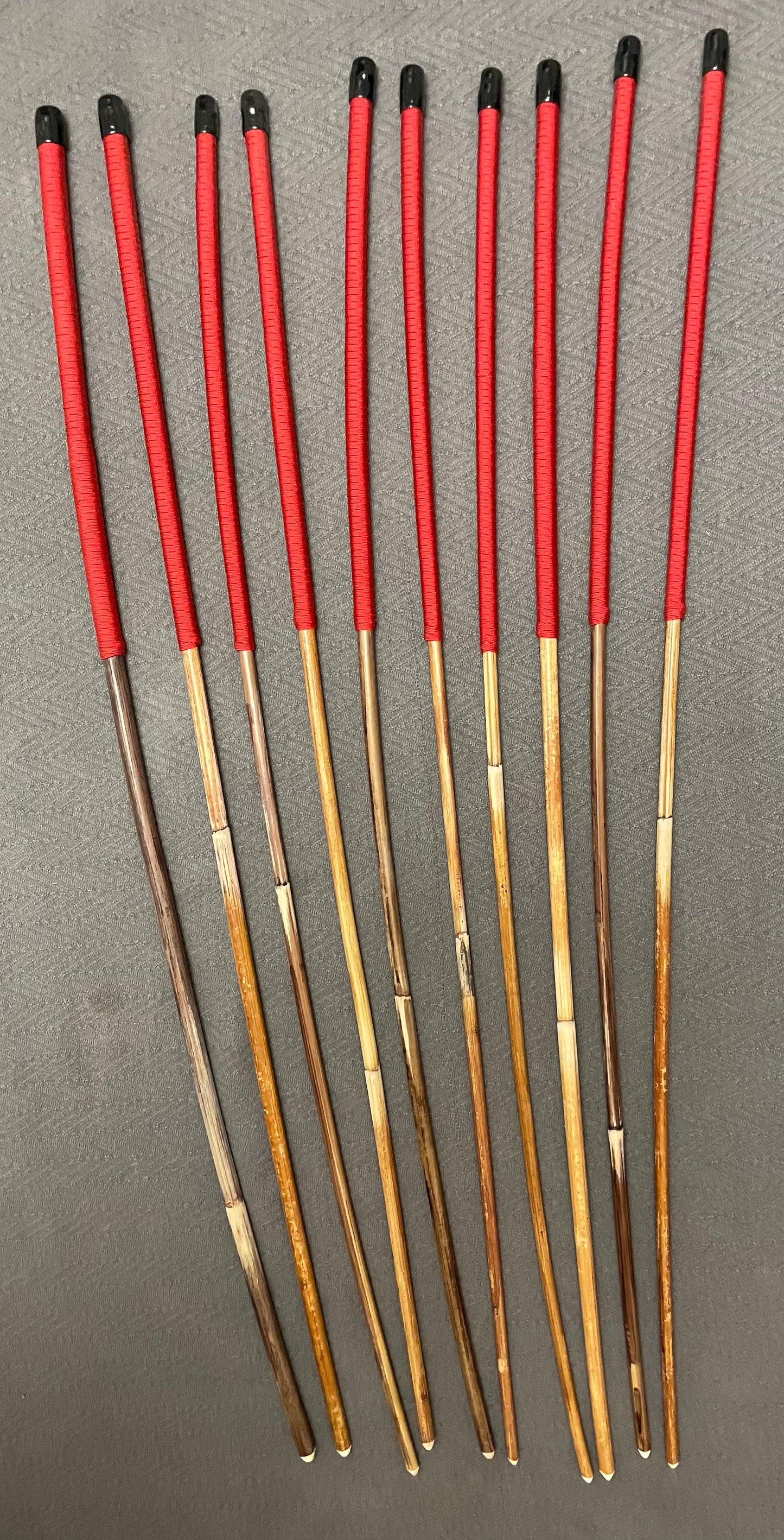 Set of 10 Classic Dragon Rattan Punishment Canes with Red Paracord Handles - 95 cms Length - Sales Special
