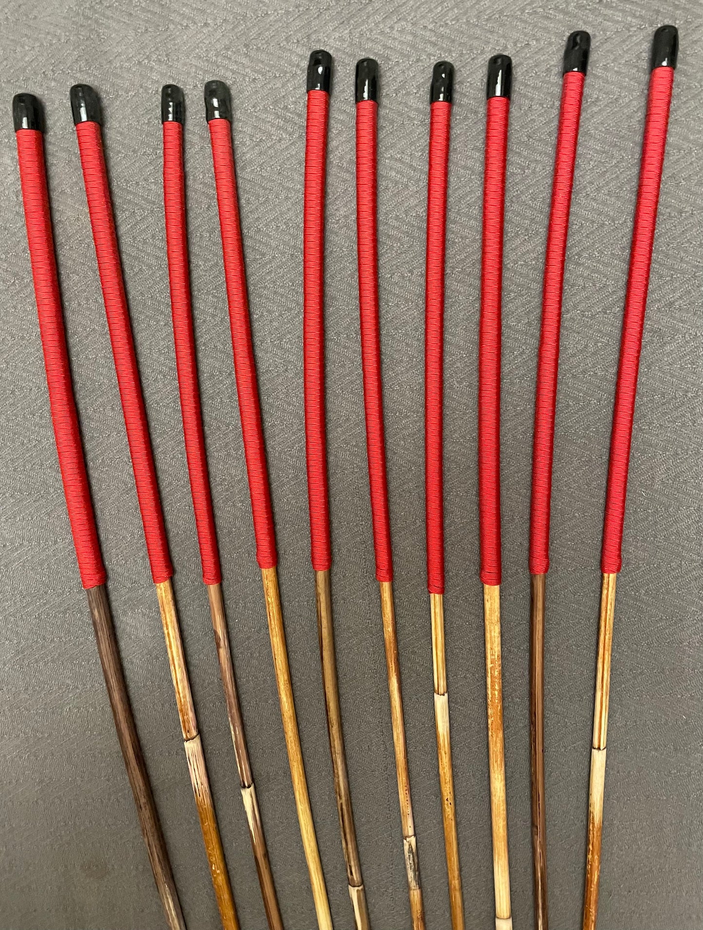Set of 10 Classic Dragon Rattan Punishment Canes with Red Paracord Handles - 95 cms Length - Sales Special
