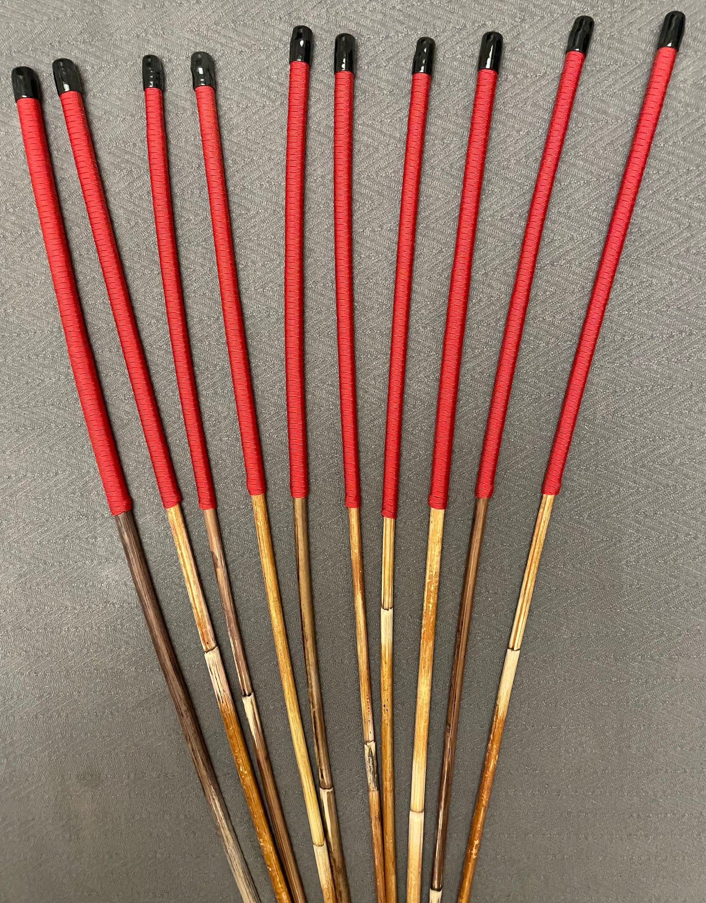 Set of 10 Classic Dragon Rattan Punishment Canes with Red Paracord Handles - 95 cms Length - Sales Special