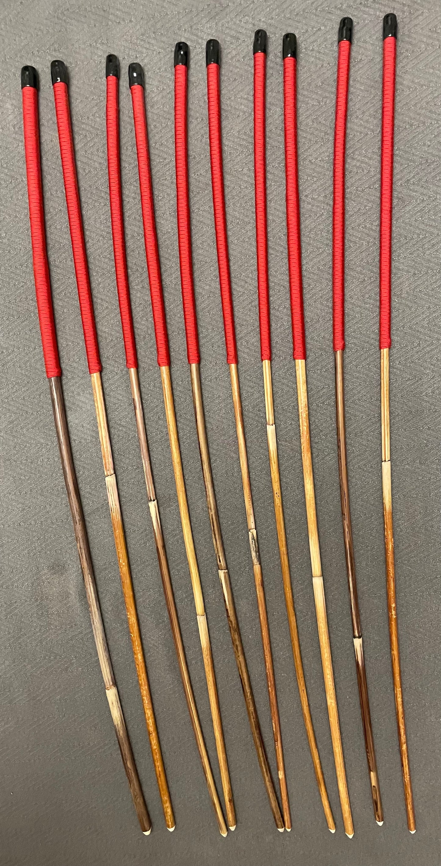 Set of 10 Classic Dragon Rattan Punishment Canes with Red Paracord Handles - 95 cms Length - Sales Special