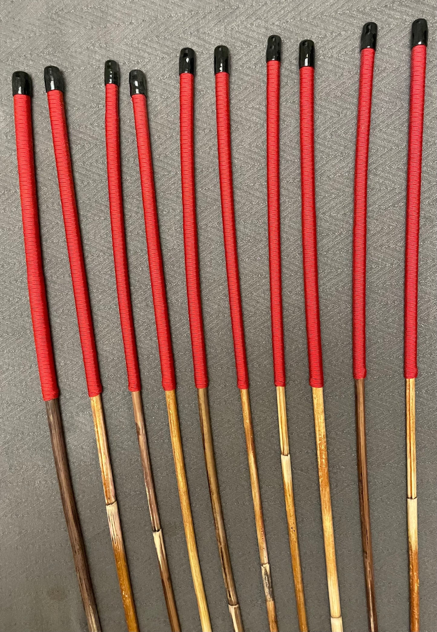 Set of 10 Classic Dragon Rattan Punishment Canes with Red Paracord Handles - 95 cms Length - Sales Special