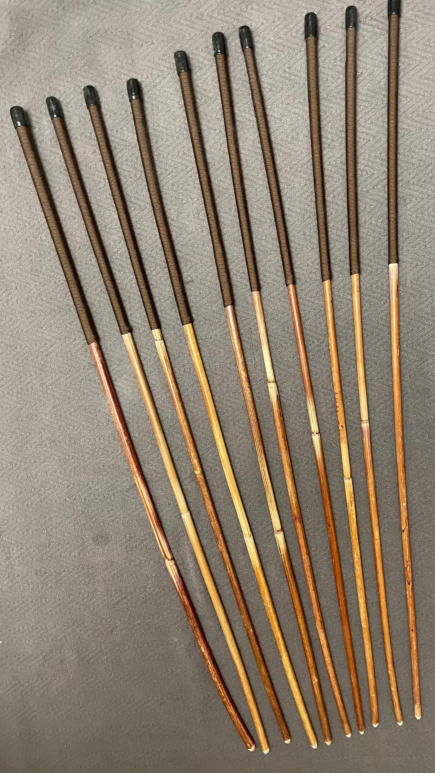 Set of 10 Classic Dragon Rattan Punishment Canes with Brown Paracord Handles - 95 cms Length - Sales Special