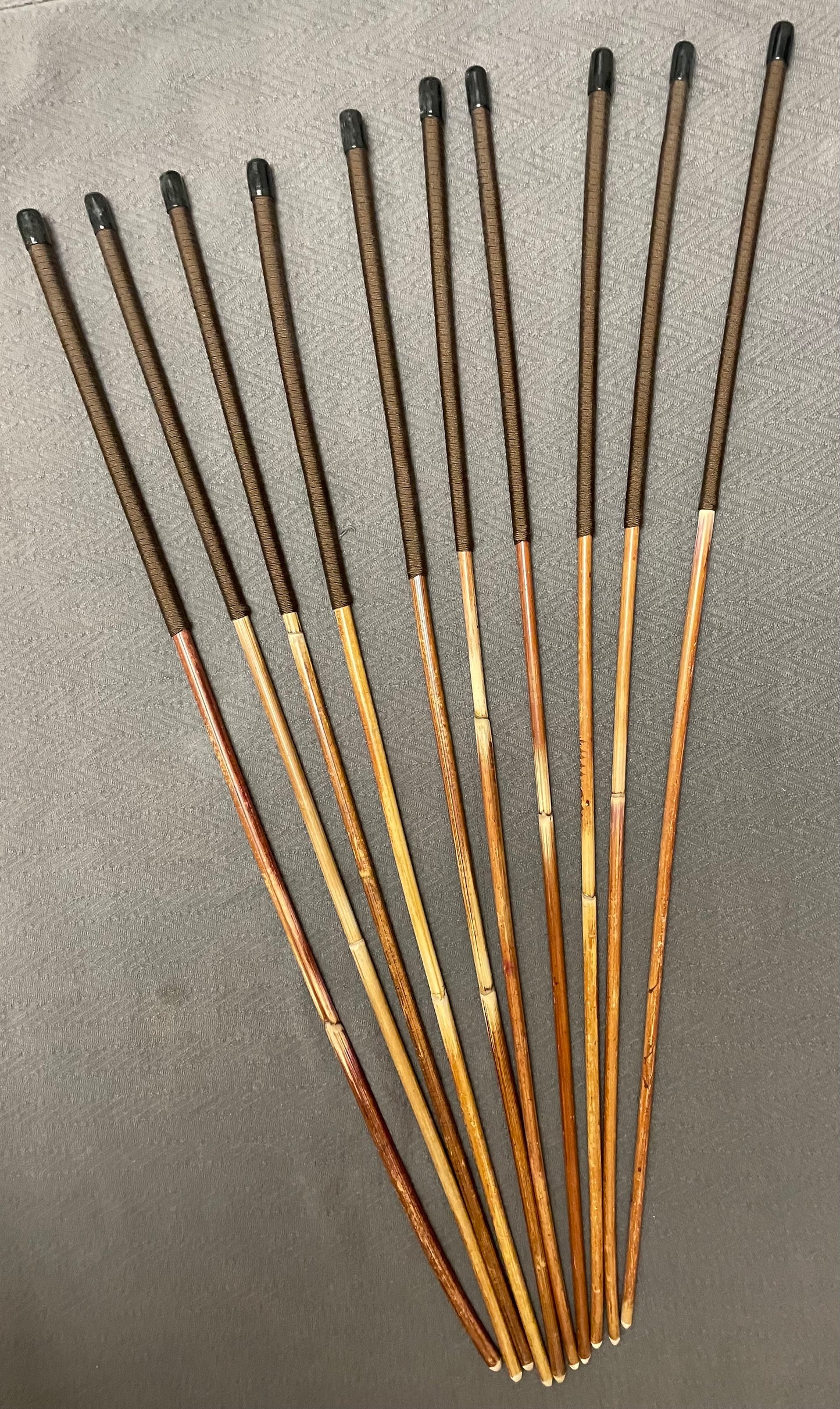 Set of 10 Classic Dragon Rattan Punishment Canes with Brown Paracord Handles - 95 cms Length - Sales Special